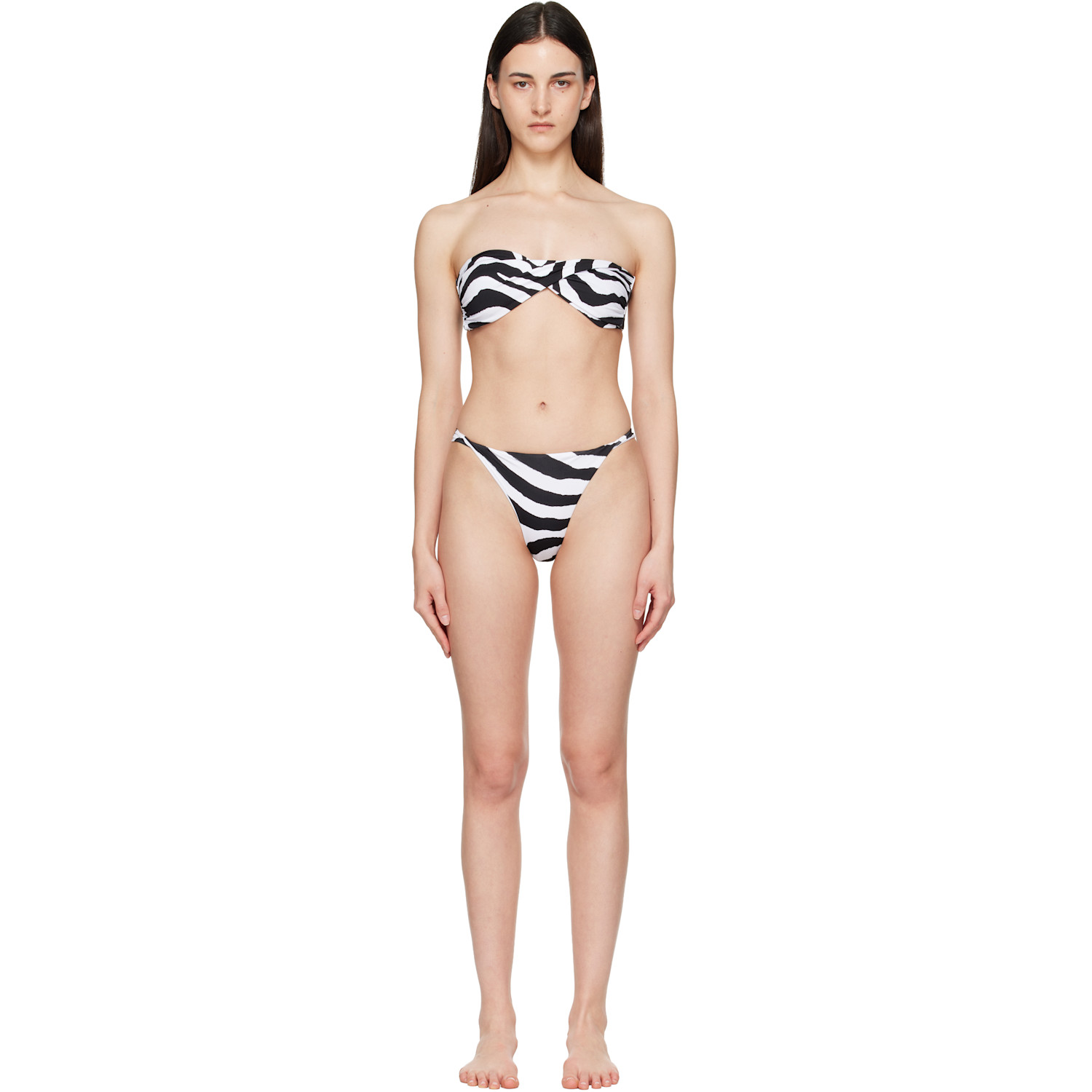 BALMAIN Black & White Bandeau Bikini
