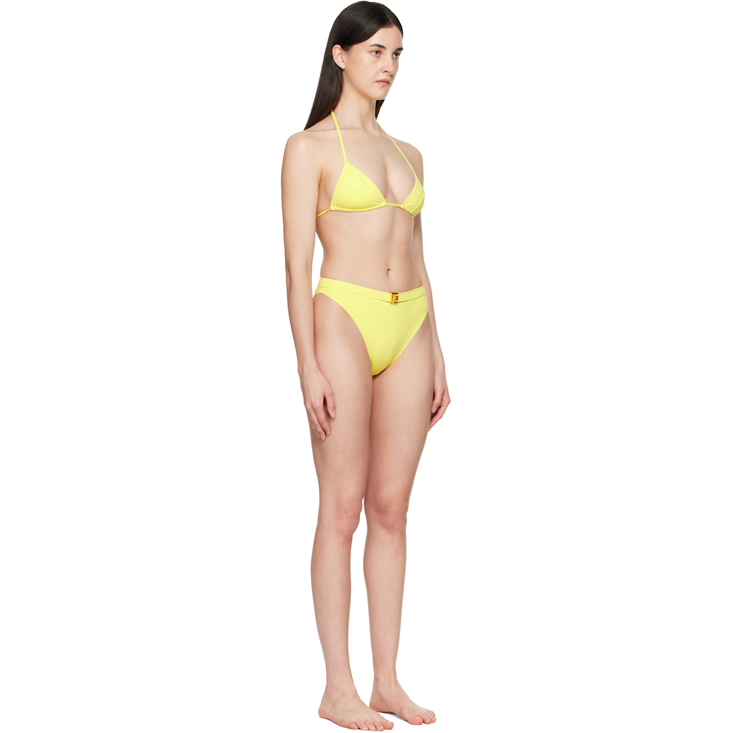  Balmain Yellow Triangle High Brief Bikini 