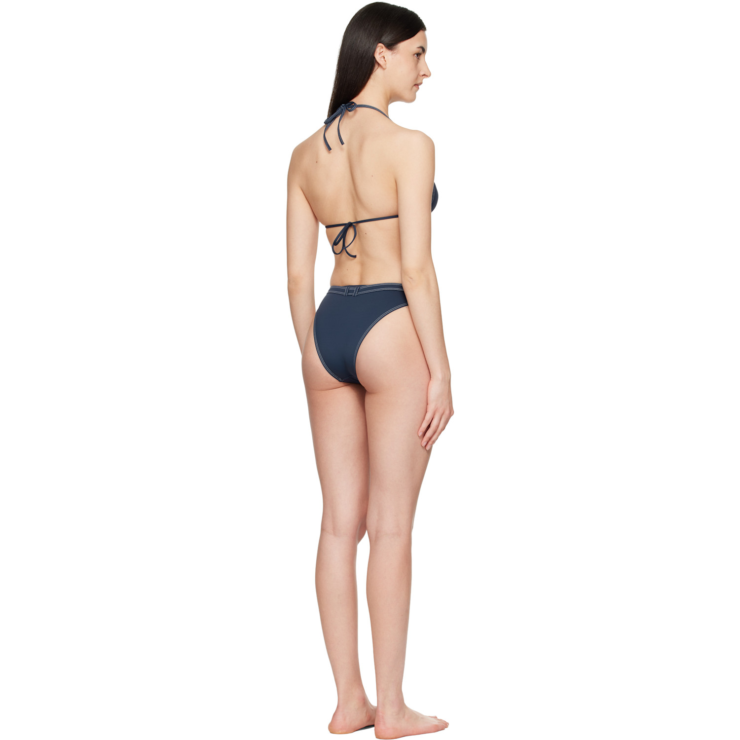  Balmain Navy Triangle High Brief Bikini 