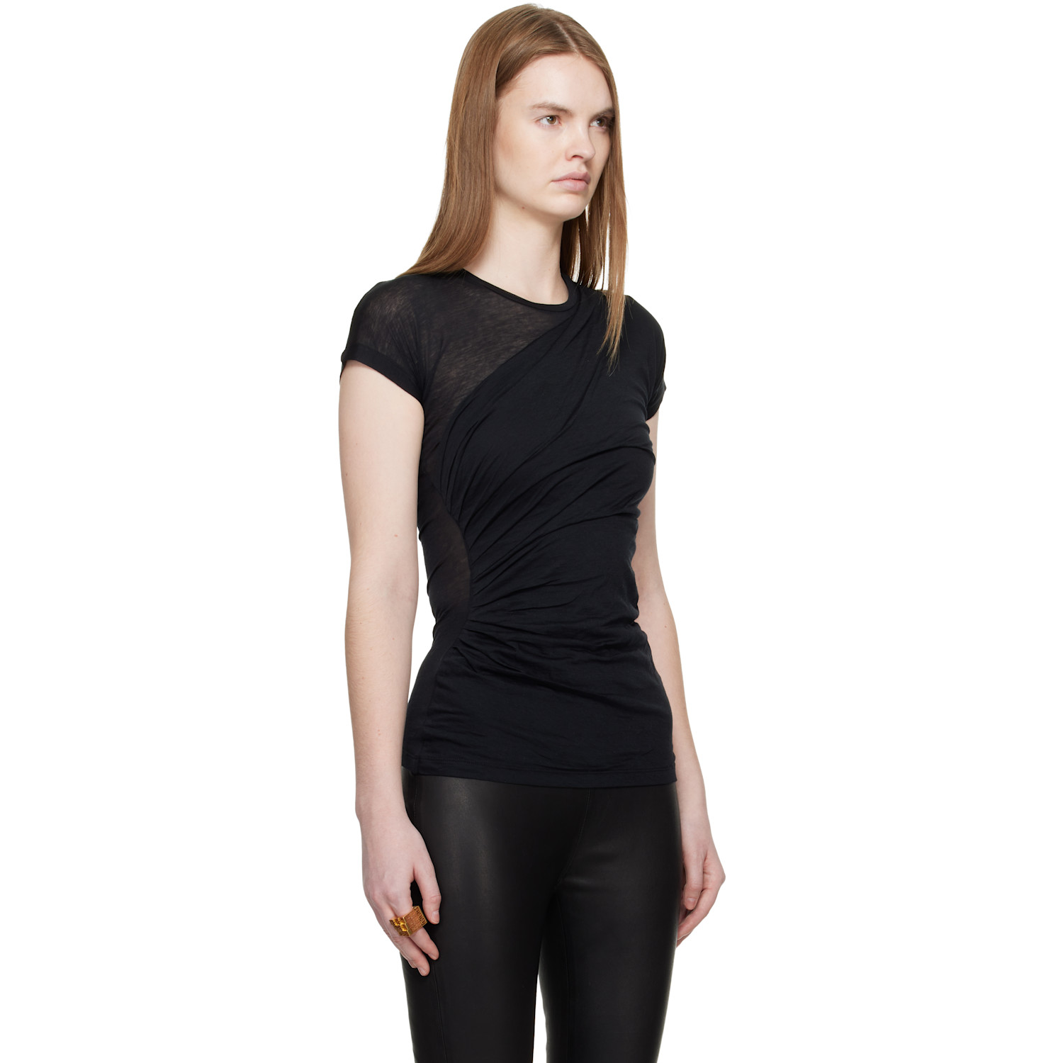 Balmain Black Draped T-shirt 