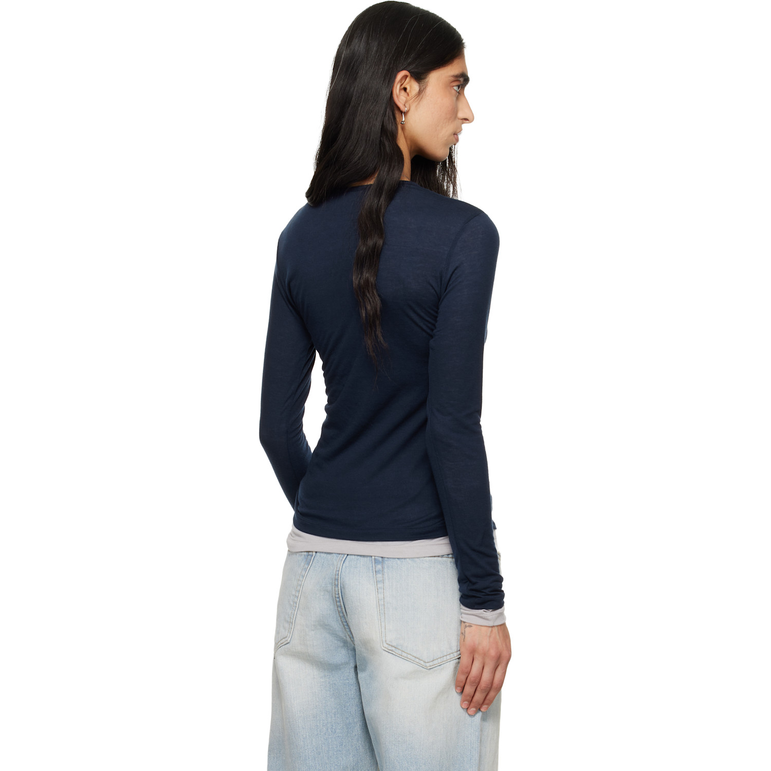  Tonywack Navy Layered Long Sleeve T-shirt 