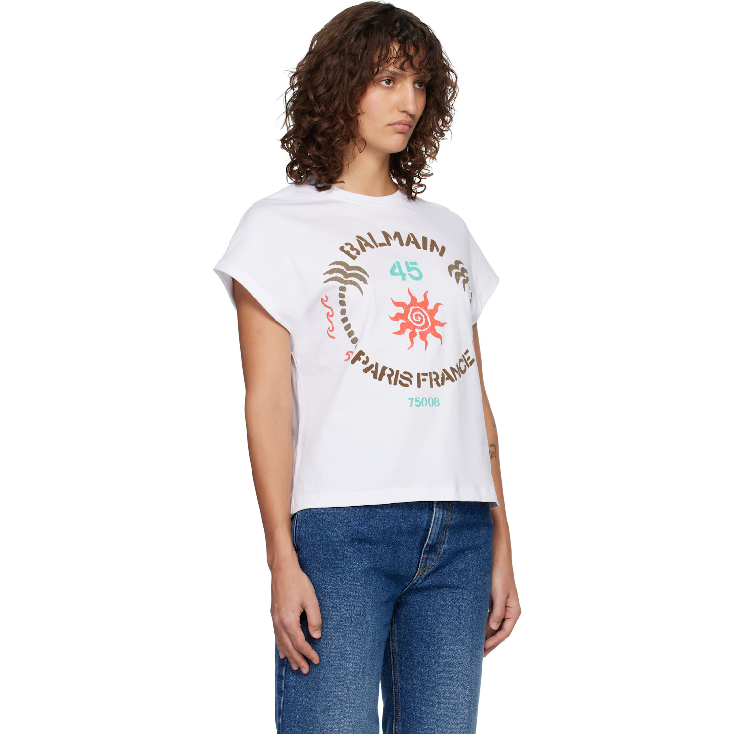 Balmain White 'balmain Club 45' Boxy T-shirt 