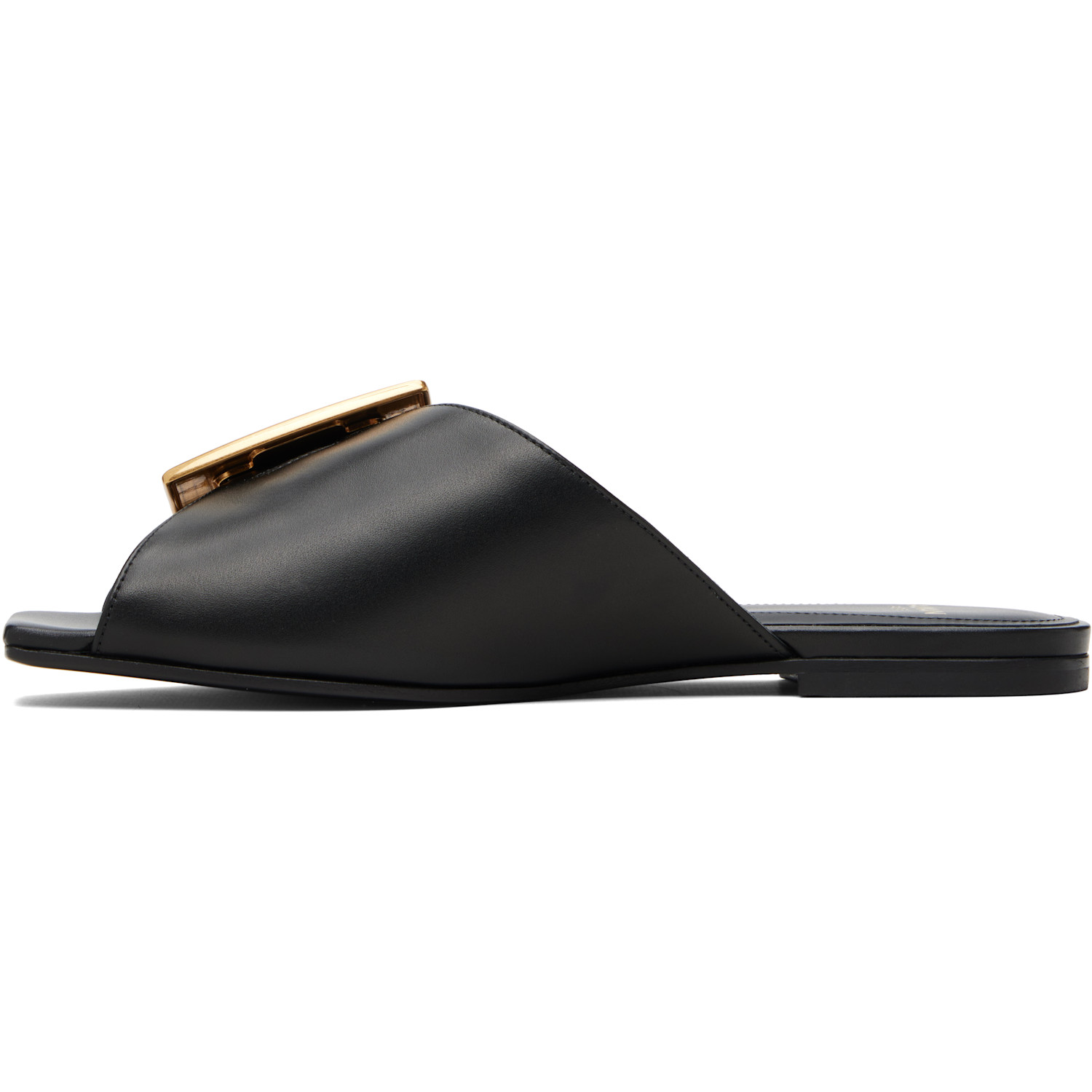  Balmain Black Anthem Flat Calfskin Leather Sandals 