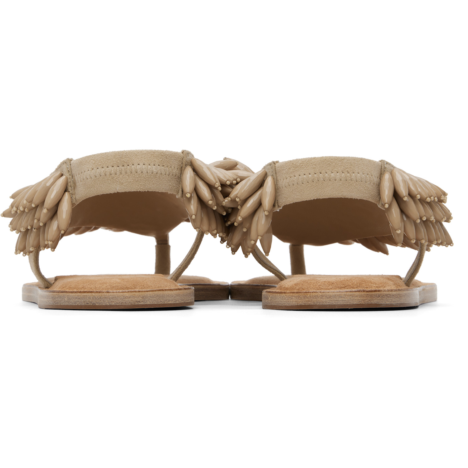  Balmain Beige Suede & Beads Sandals 