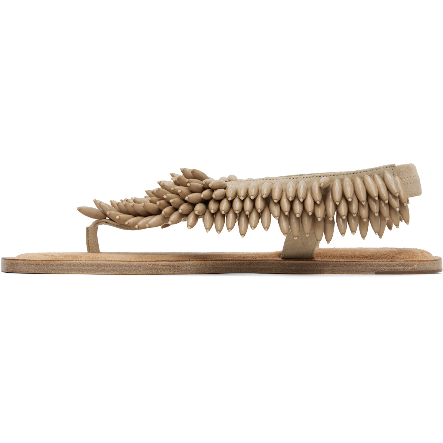  Balmain Beige Suede & Beads Sandals 