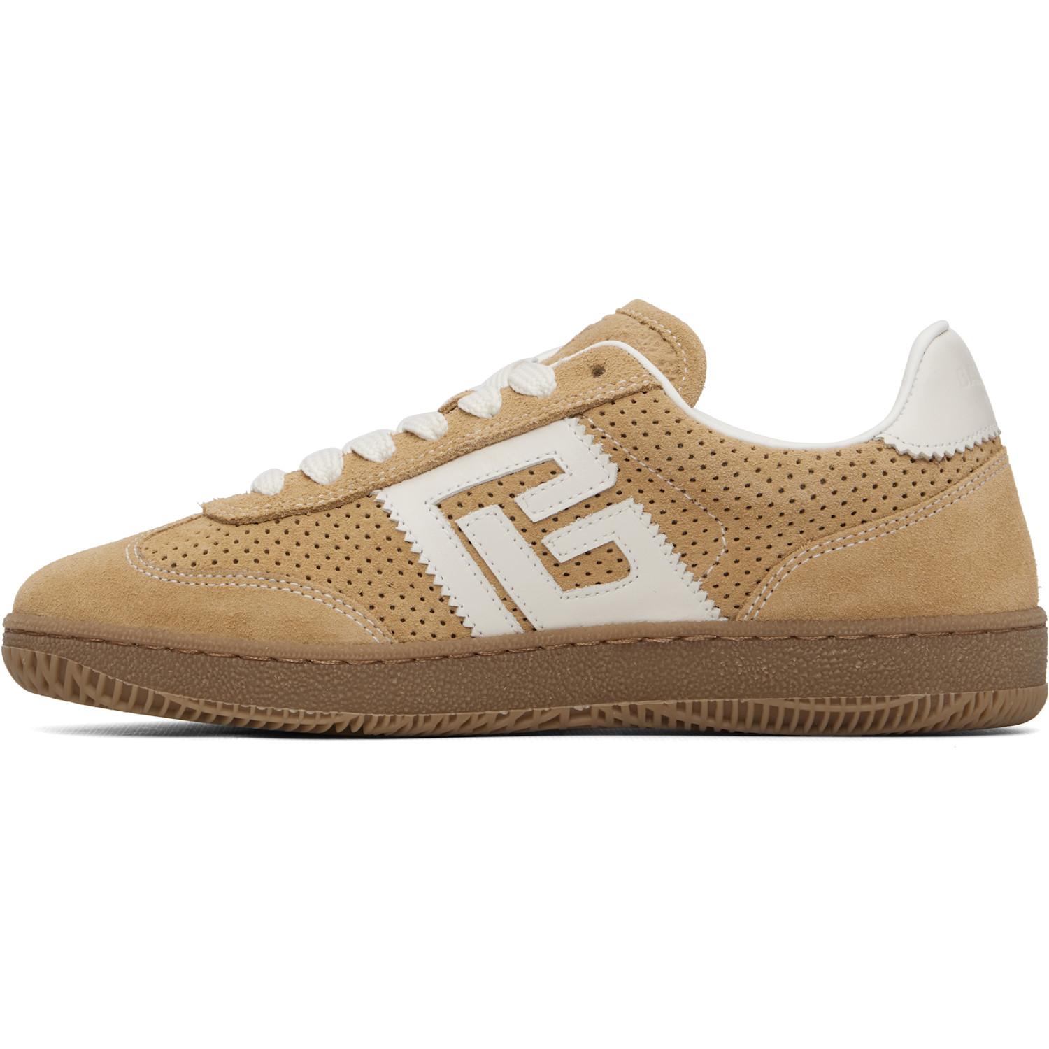  Balmain Beige Suede Balmain Swan Sneakers 