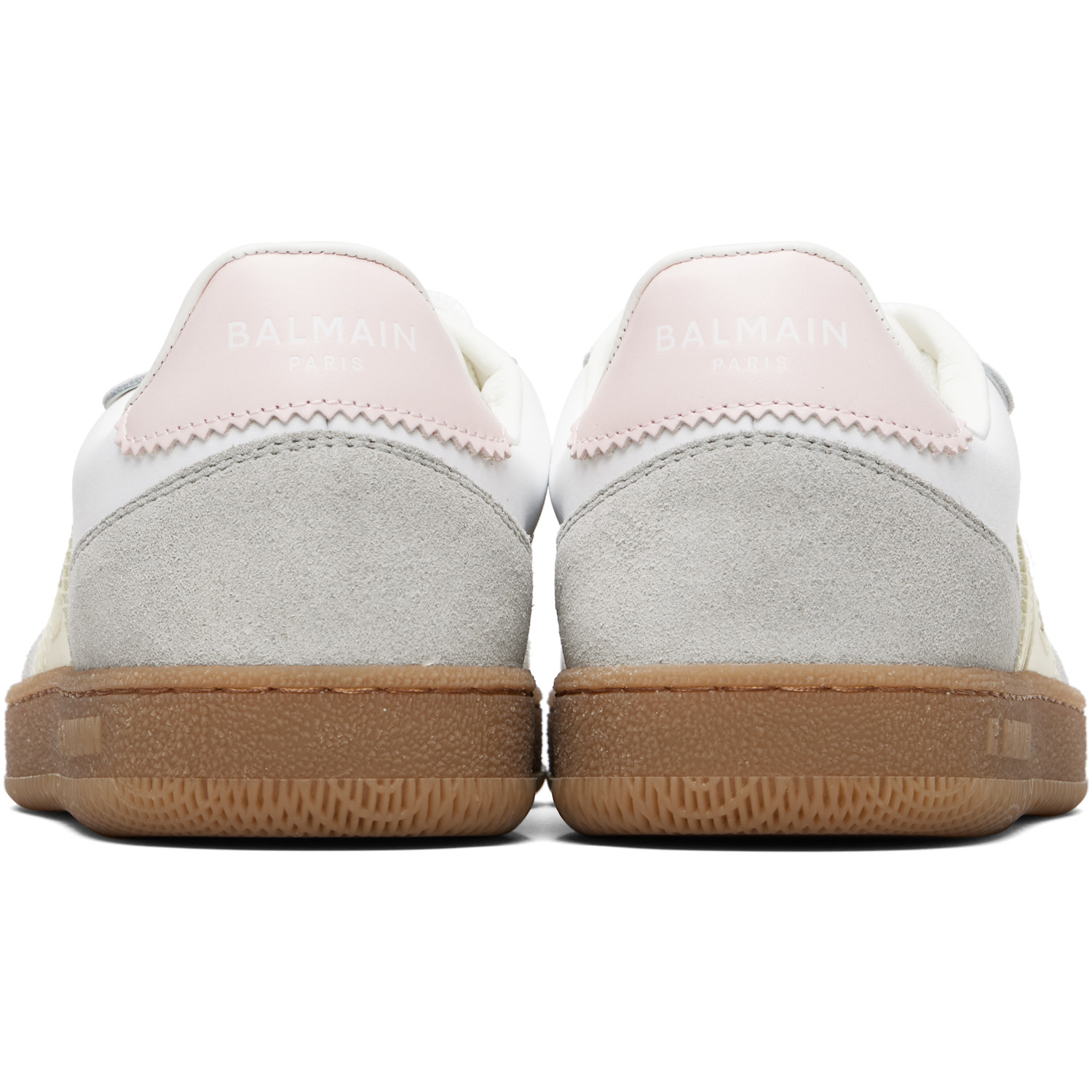  Balmain White Swan Suede & Nylon Sneakers 