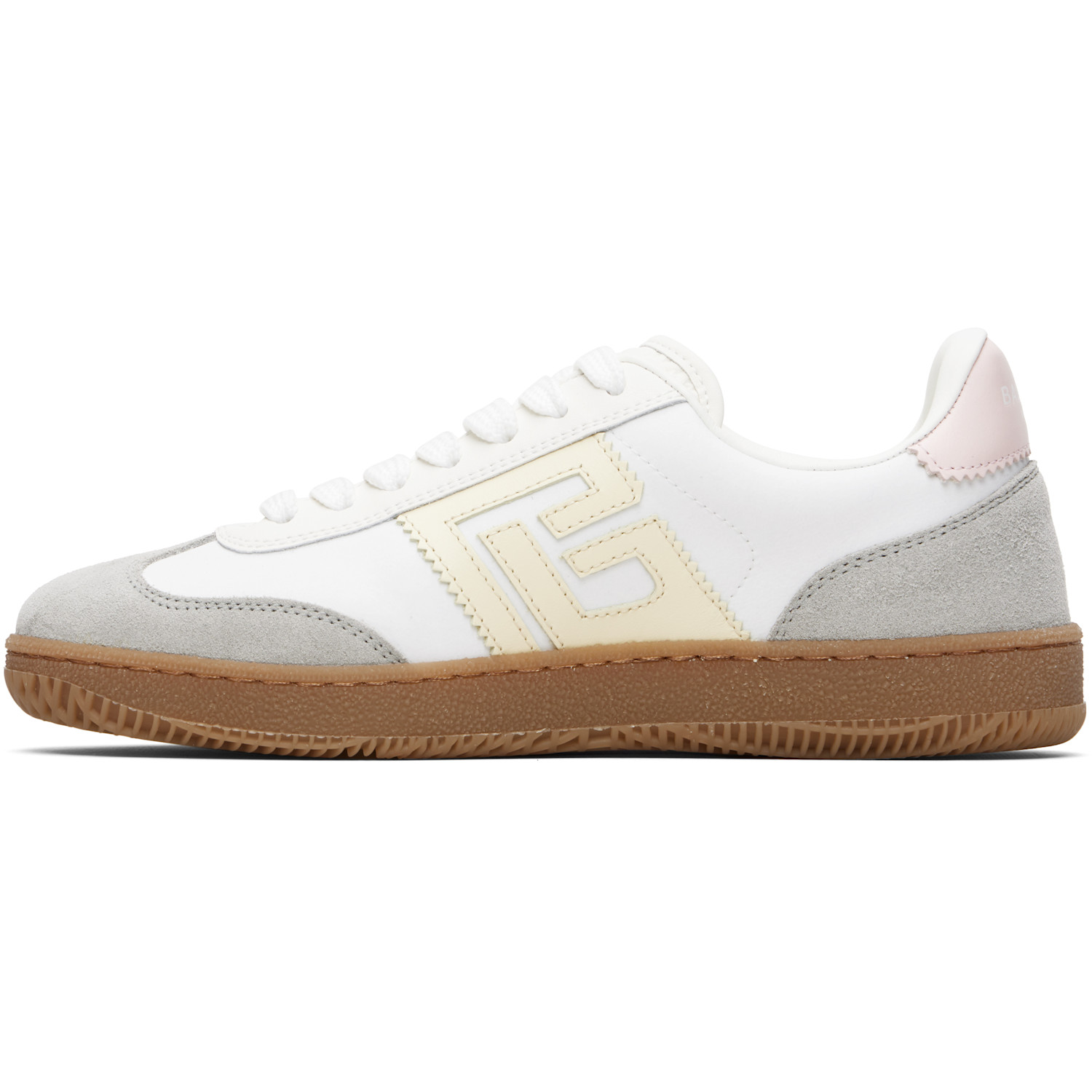  Balmain White Swan Suede & Nylon Sneakers 