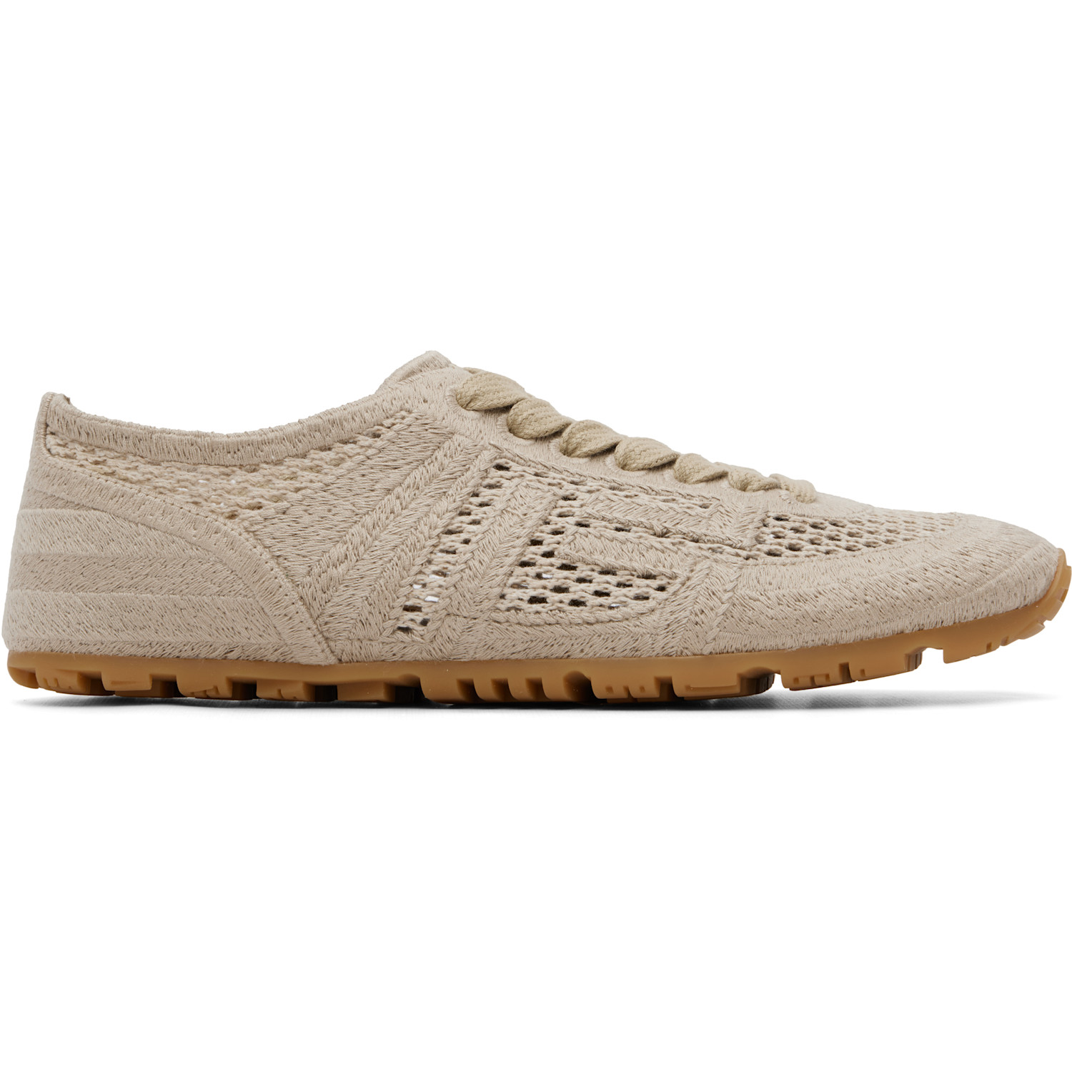 BALMAIN Beige Racer 45 Macramé Sneakers