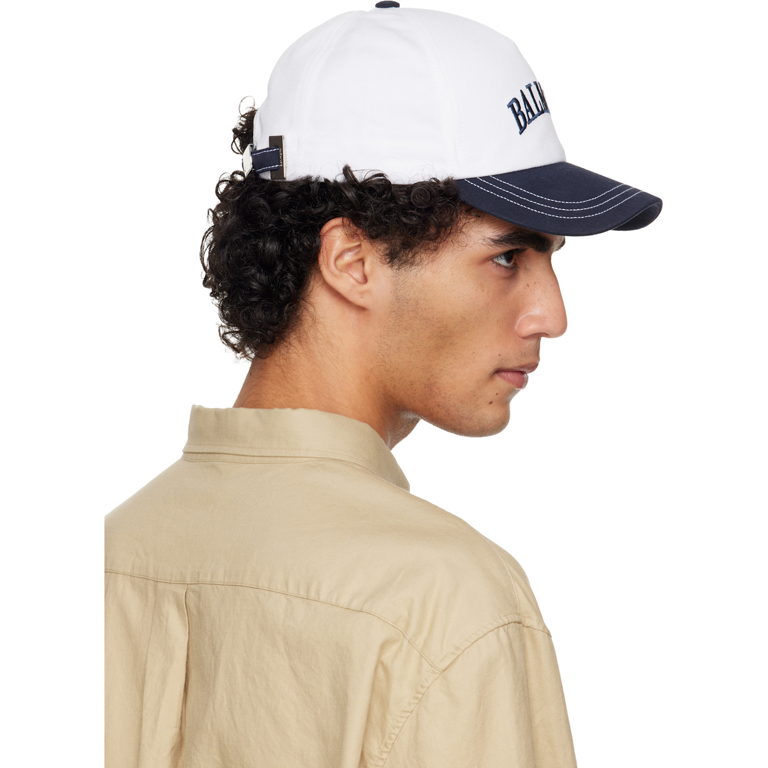  Balmain White & Navy Two-tone Cotton Cap 