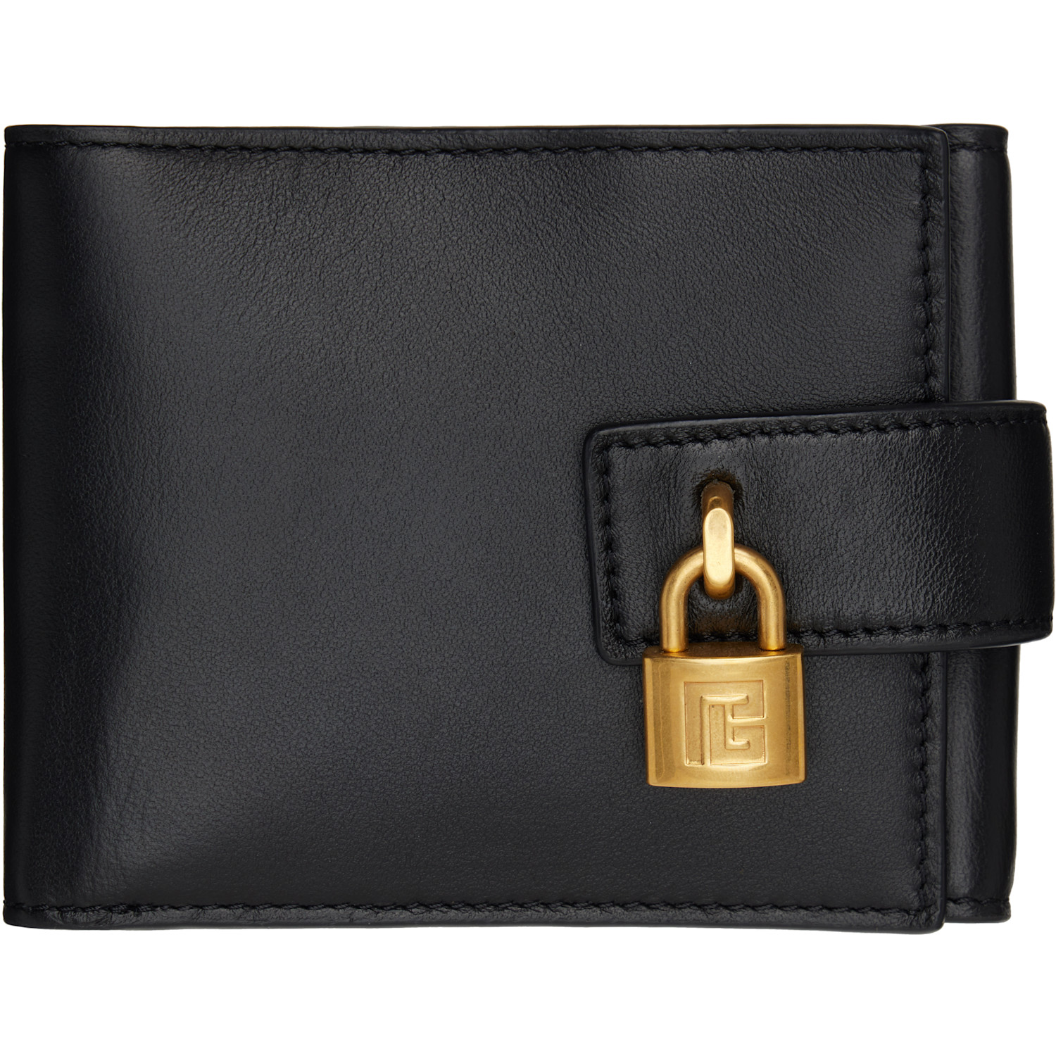  Balmain Black Pulse Trifold Lambskin Wallet 