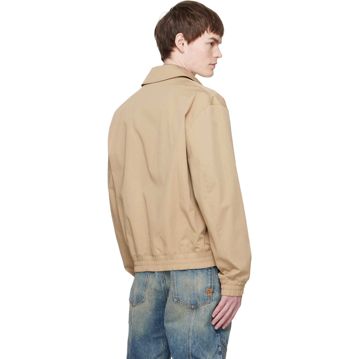  Balmain Beige Cotton Twill Bomber Jacket 