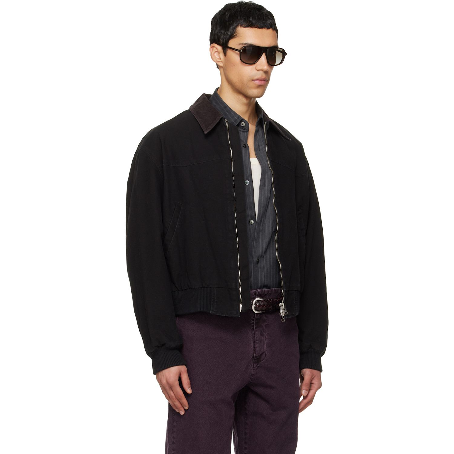  Tonywack Black Garment Washed Western Bomber Jacket 