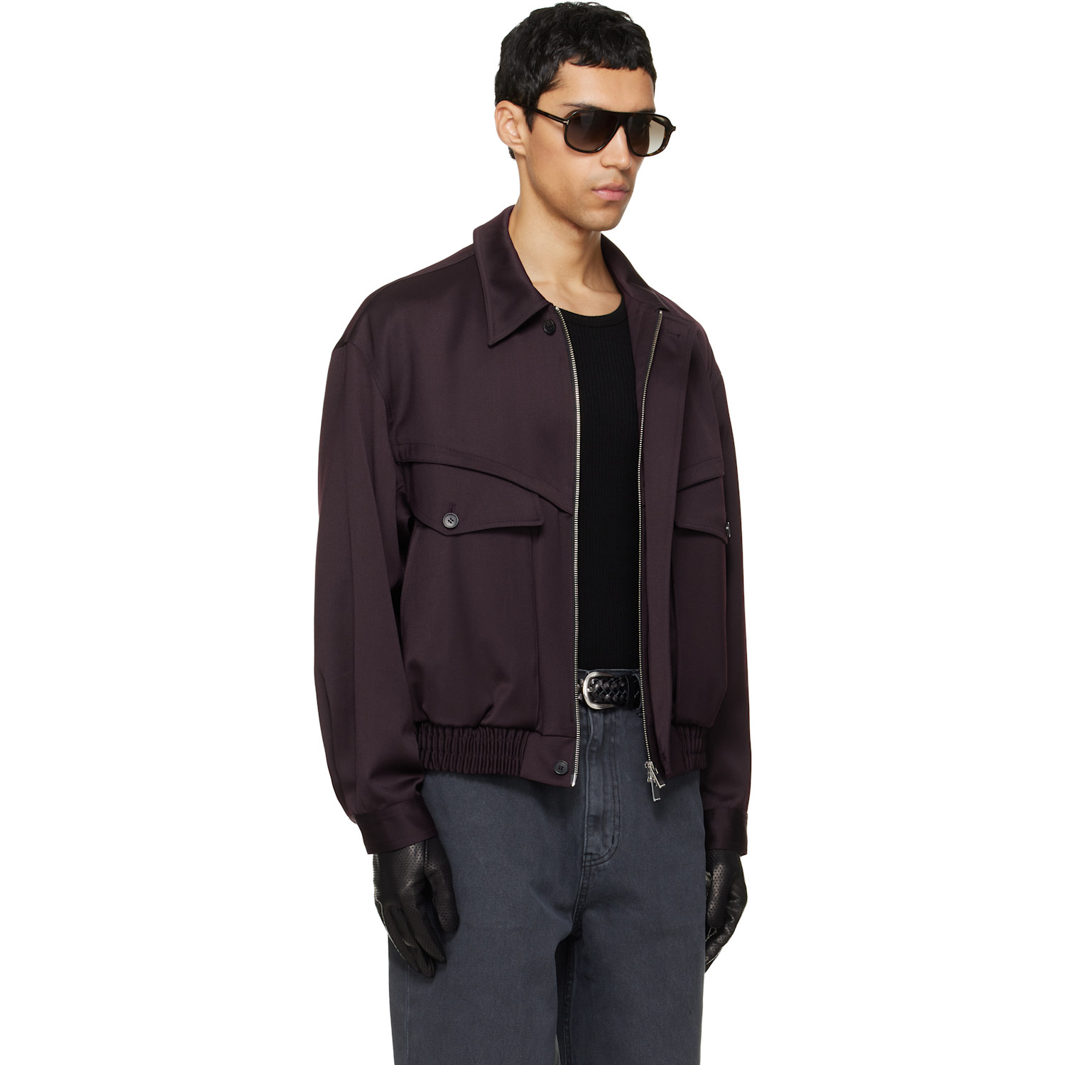  Tonywack Burgundy Wool Viscose Bomber Jacket 