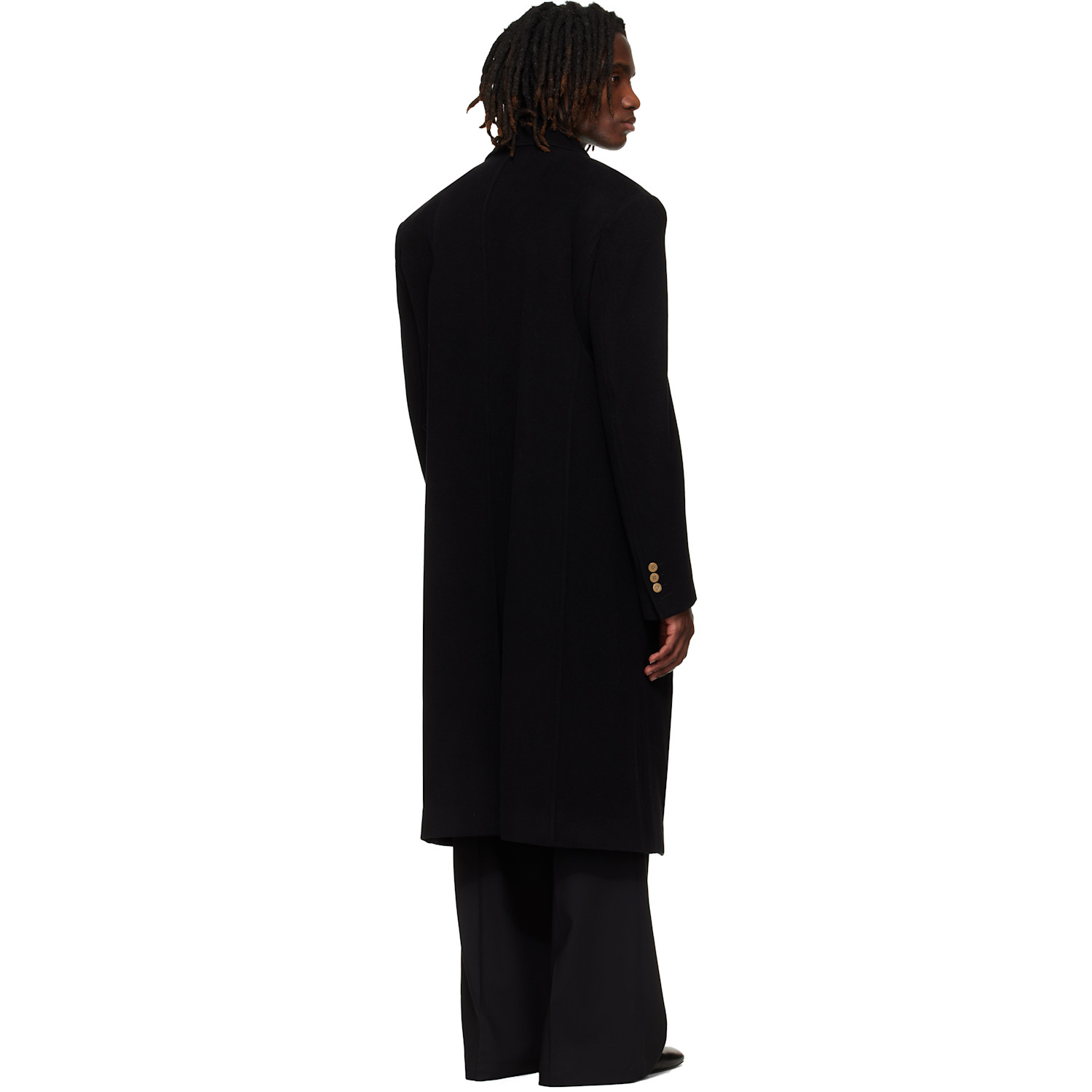  Balmain Black Oversized Wool & Cashmere Coat 