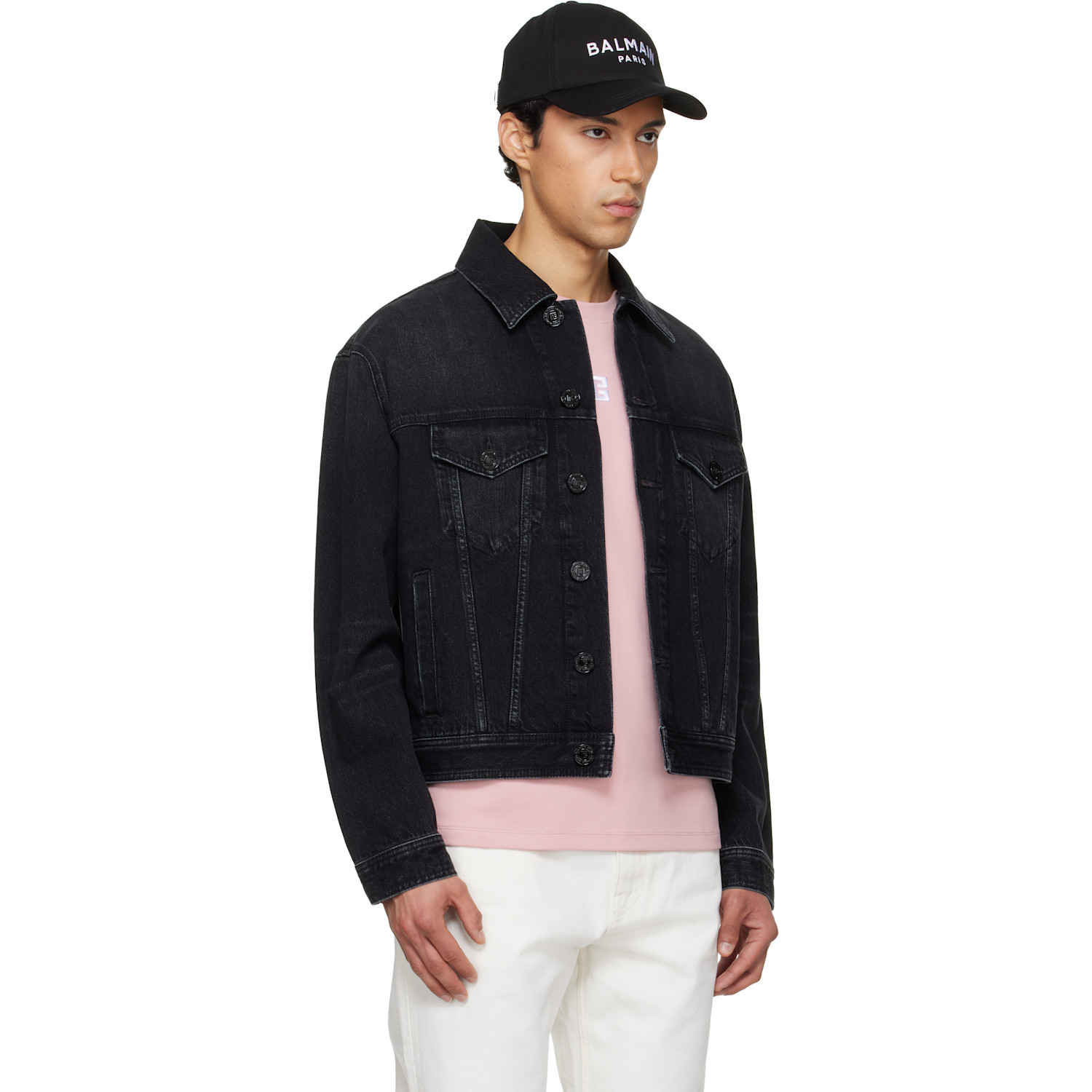  Balmain Black Faded Denim Jacket 