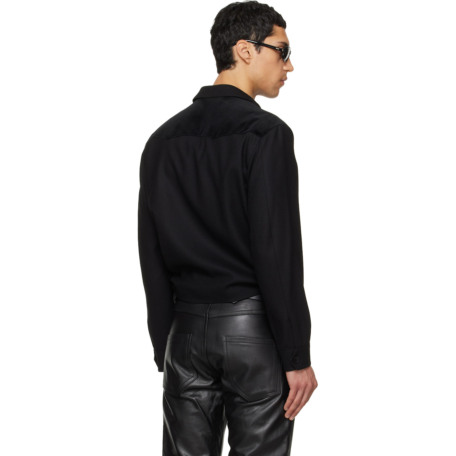  Tonywack Black Wool Velvet Trimmed Blouson Jacket 