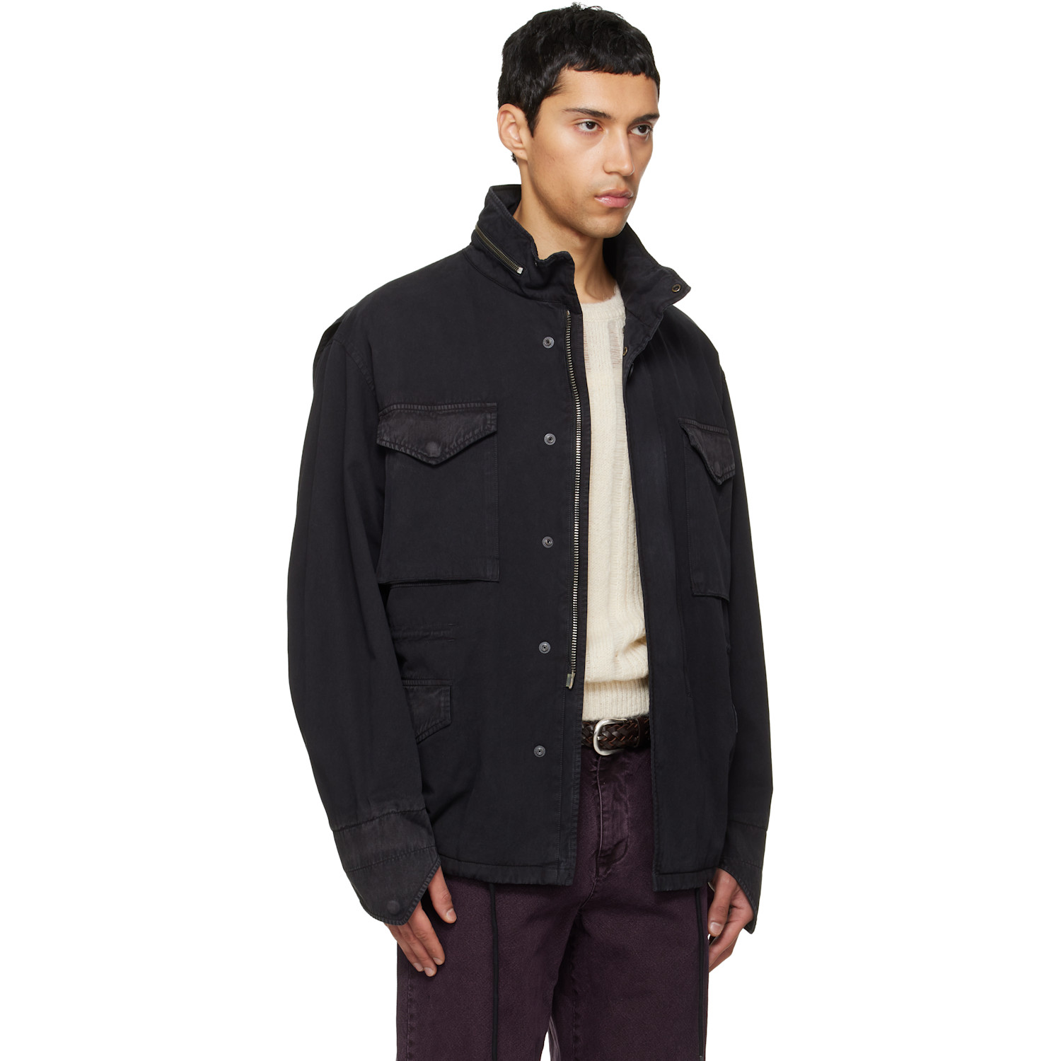  Tonywack Black Garment Dyed Cotton Field Jacket 