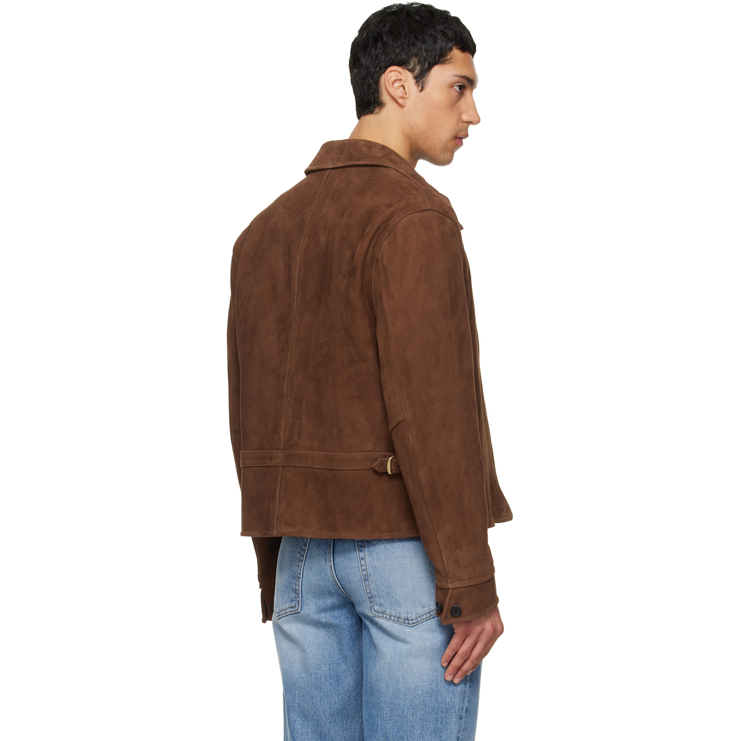  Tonywack Brown Buckle Zip Goat Suede Jacket 
