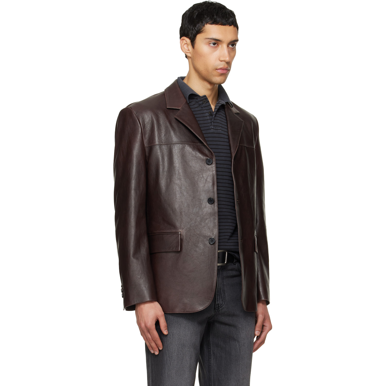  Tonywack Brown Vegetable Lamb Leather Blazer 