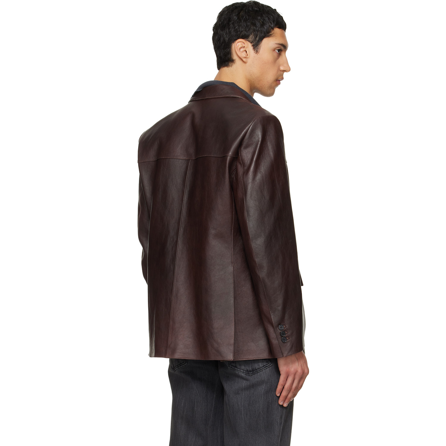  Tonywack Brown Vegetable Lamb Leather Blazer 