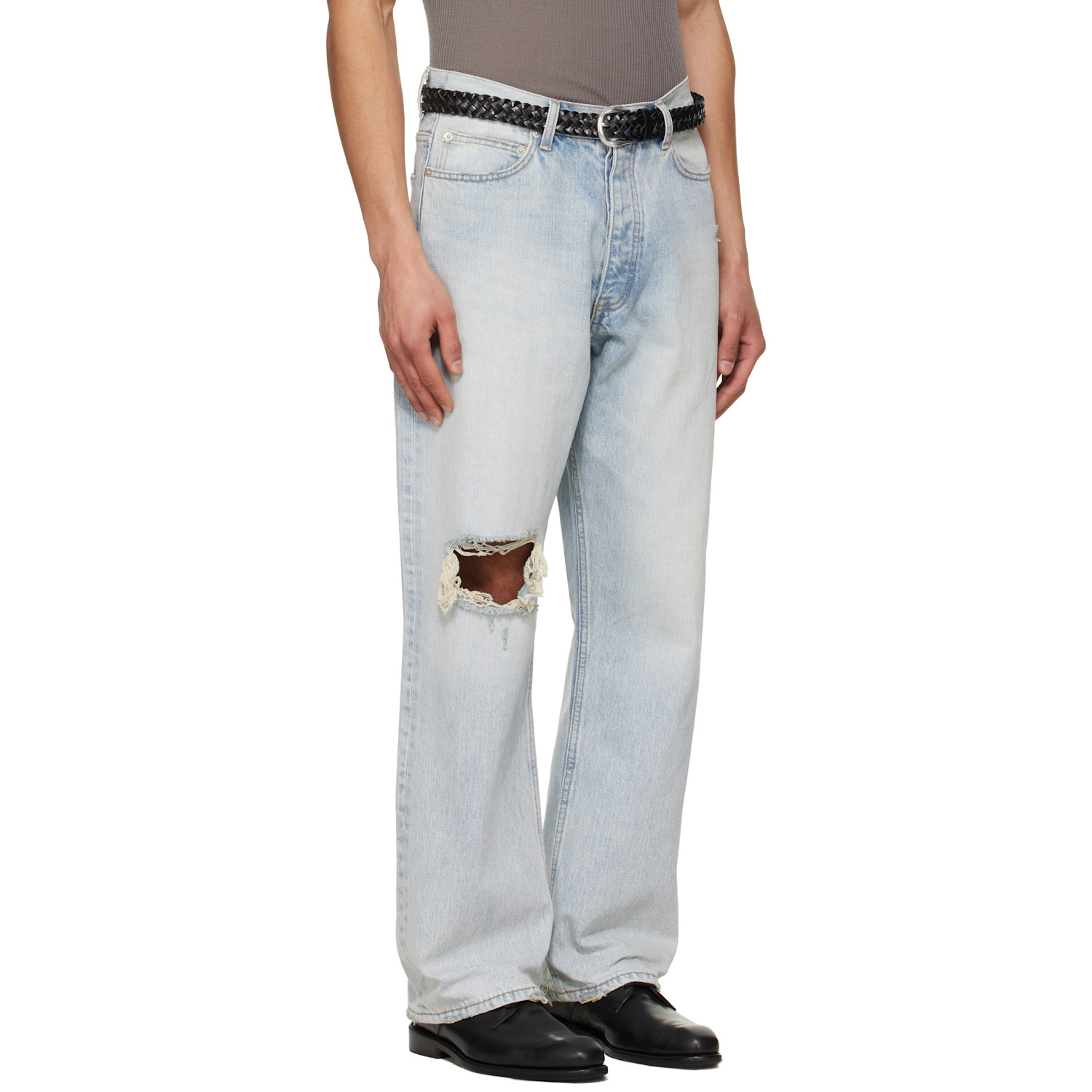  Tonywack Blue Distressed Loose Straight Jeans 