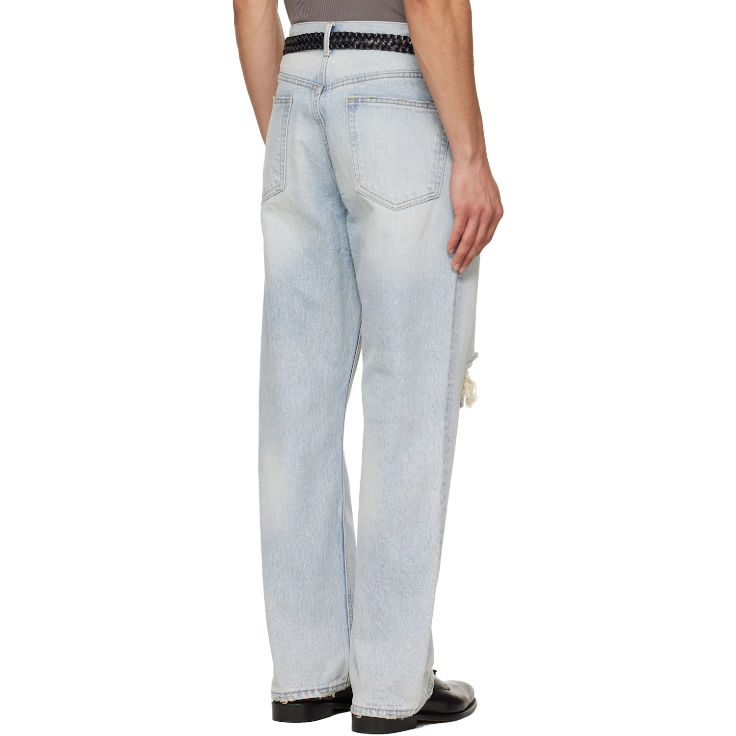  Tonywack Blue Distressed Loose Straight Jeans 
