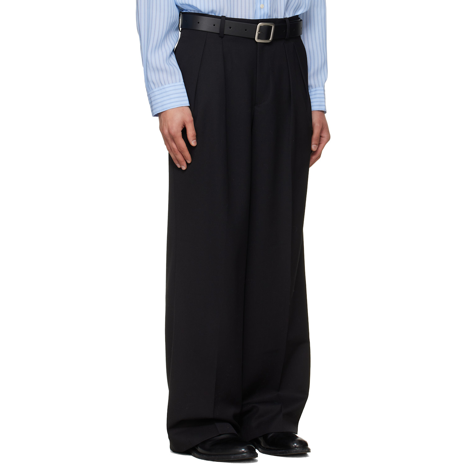  Tonywack Black Wool Double-pleated Wide Trousers 