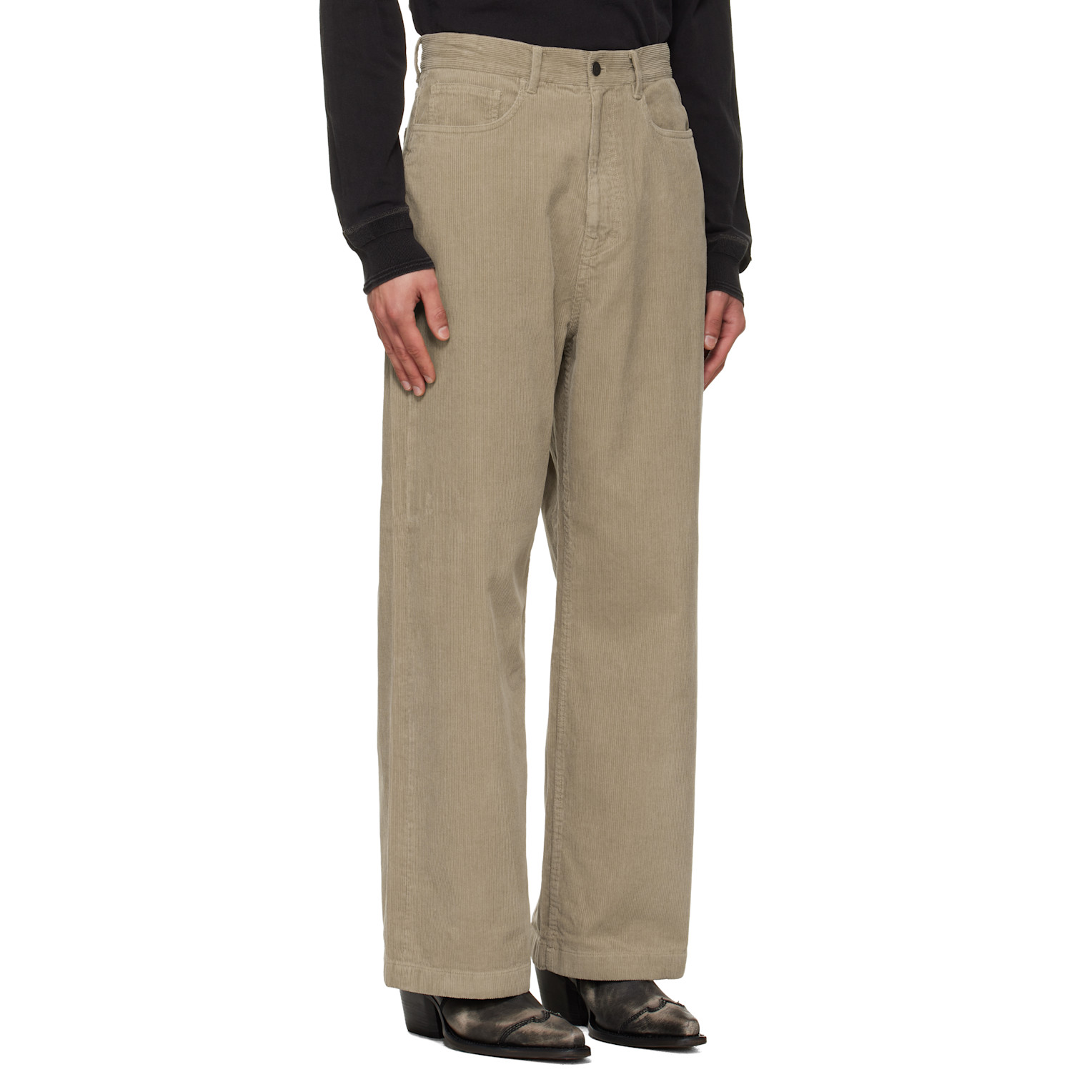  Tonywack Beige Washed Corduroy Wide-leg Trousers 