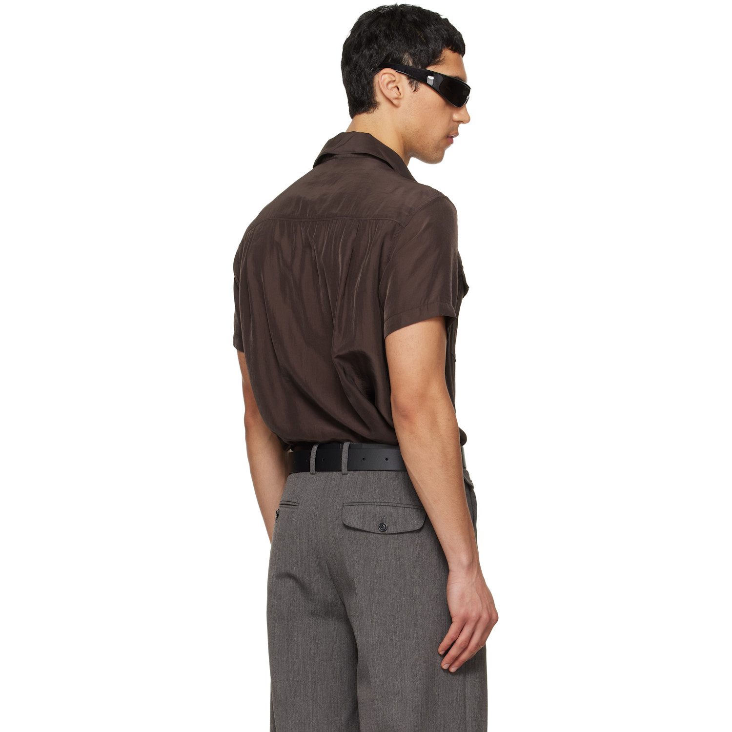  Tonywack Brown Washed Rayon Pearl Snap Shirt 