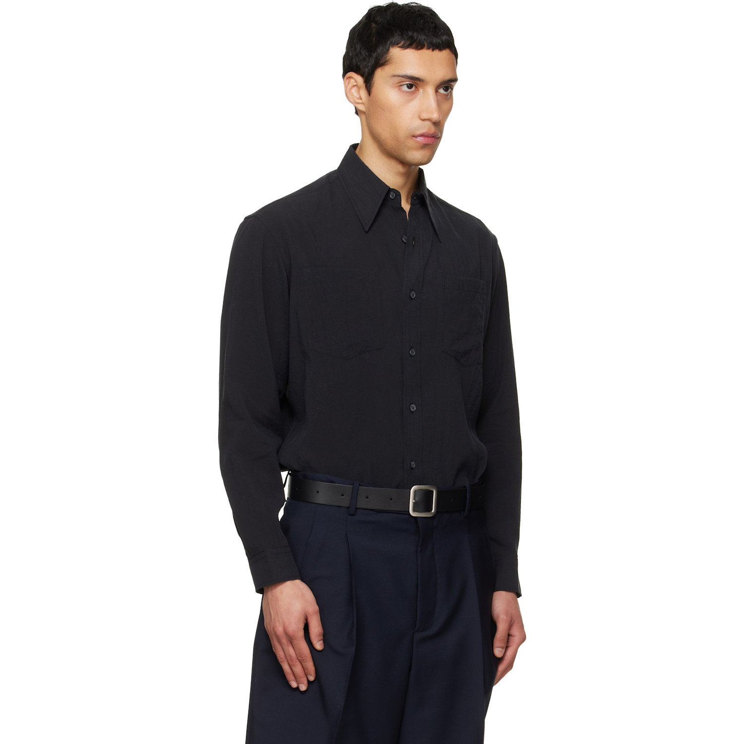  Tonywack Black Silk Crepe Shirt 
