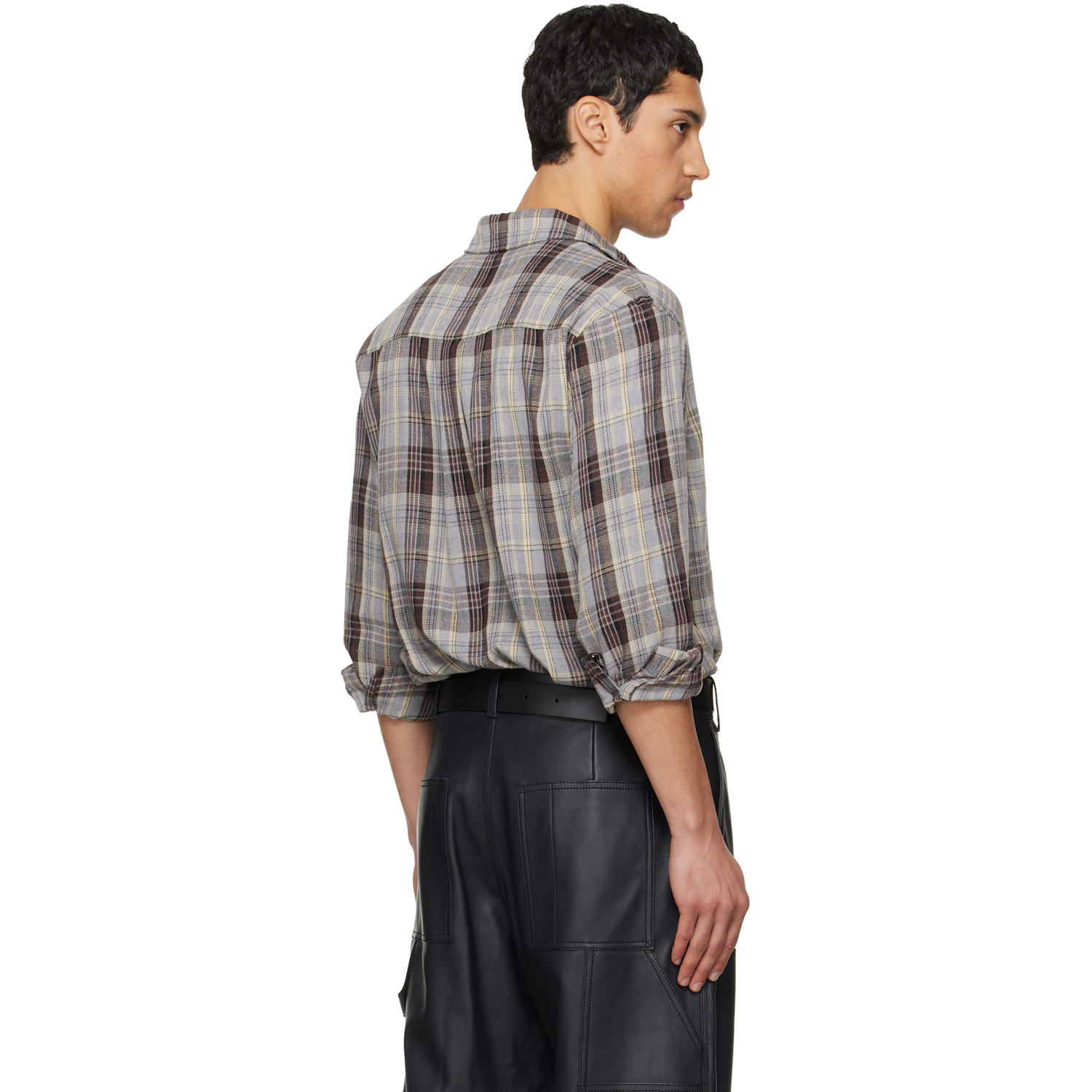  Tonywack Gray Washed Cotton Blend Check Shirt 