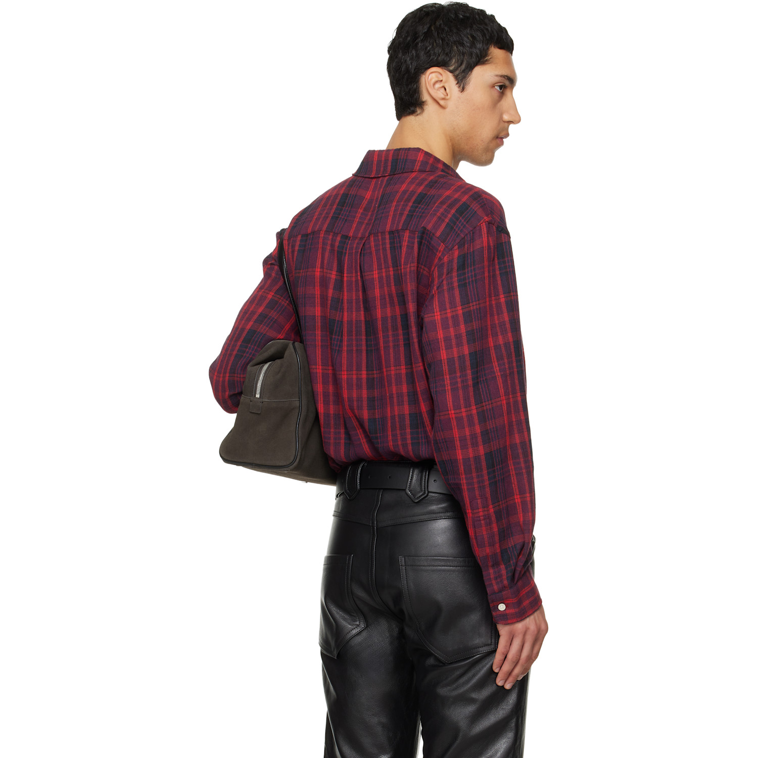  Tonywack Red Washed Cotton Blend Check Shirt 