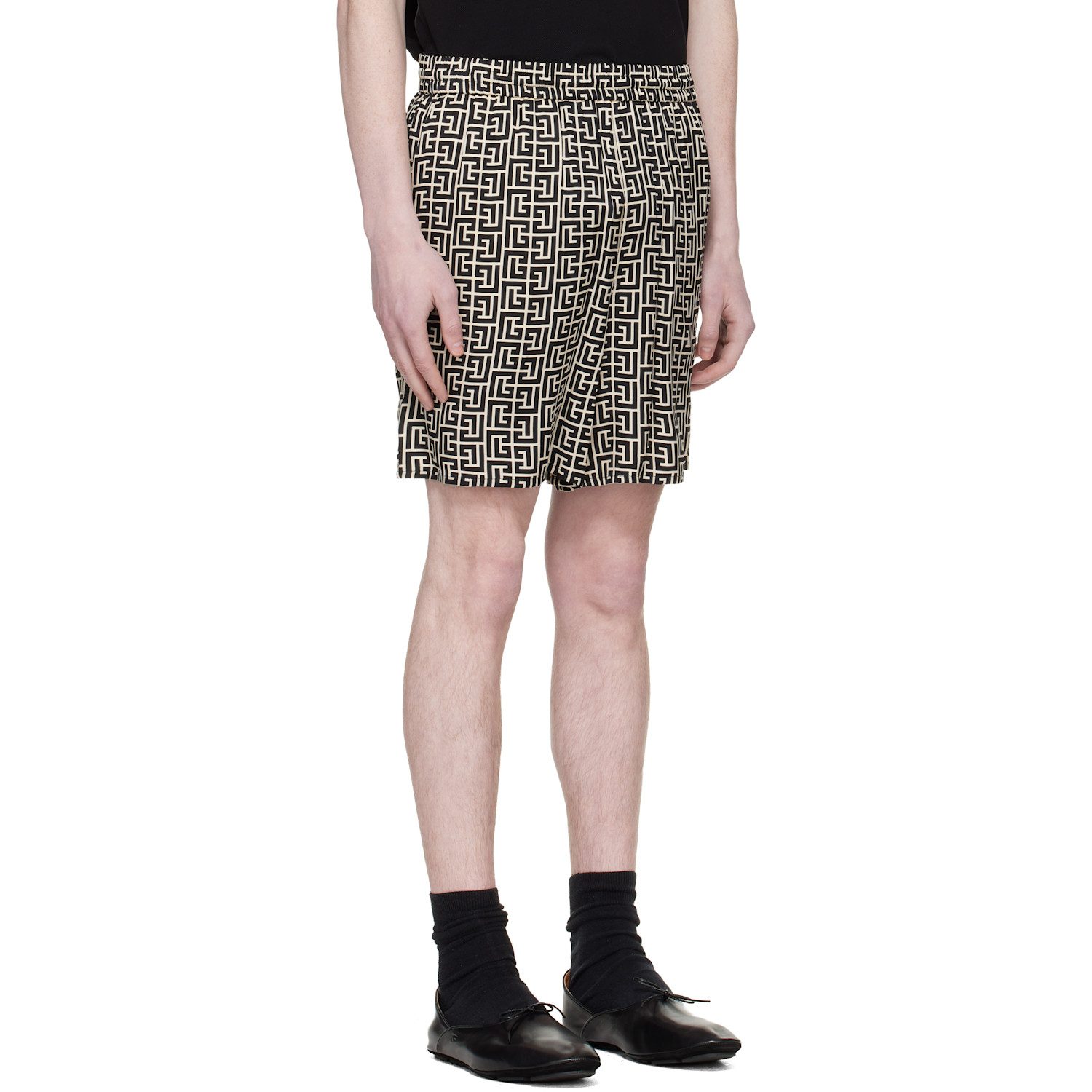 Balmain Black & White Monogram Pyjama Shorts 