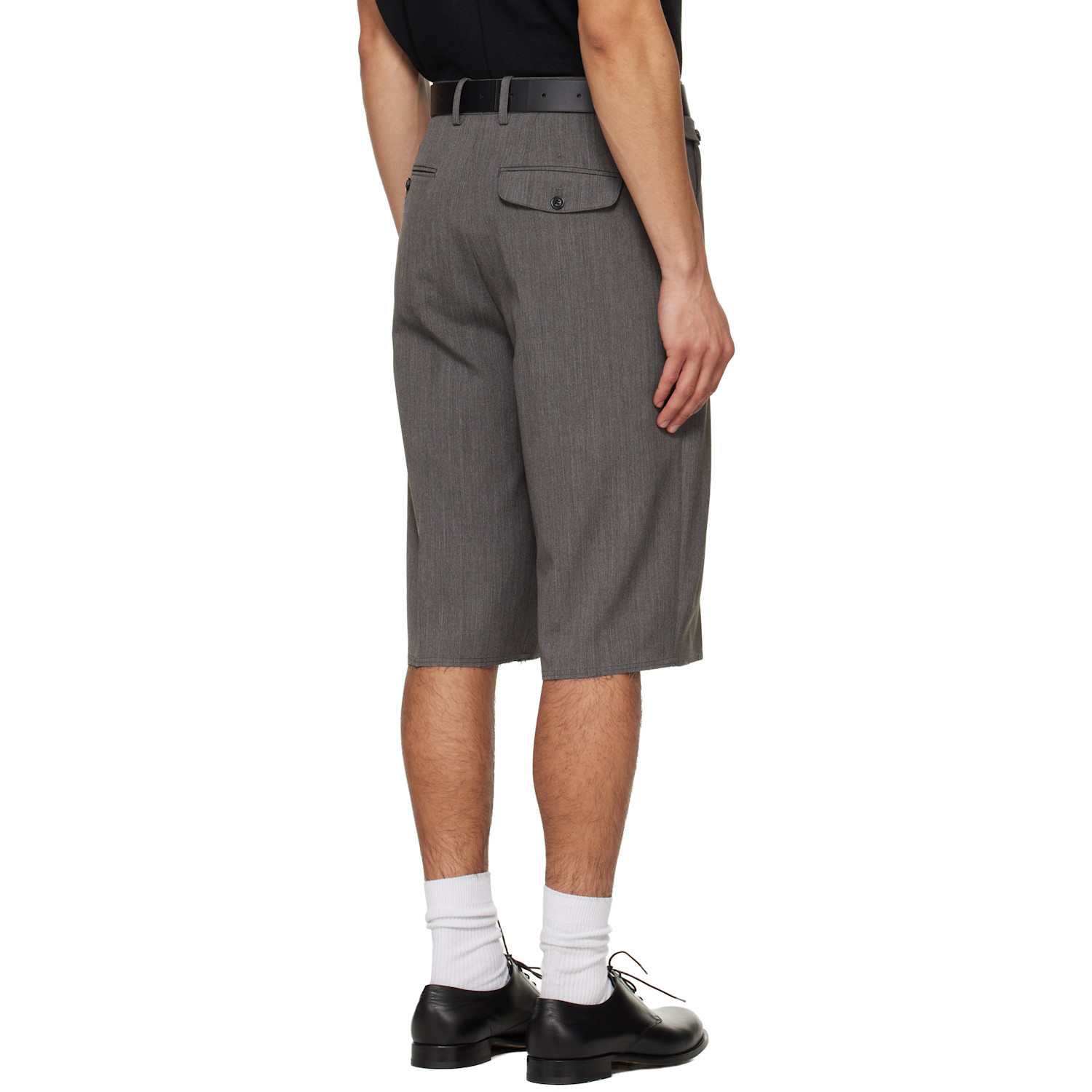  Tonywack Gray Raw-cut Wool Pleated Tailored Shorts 