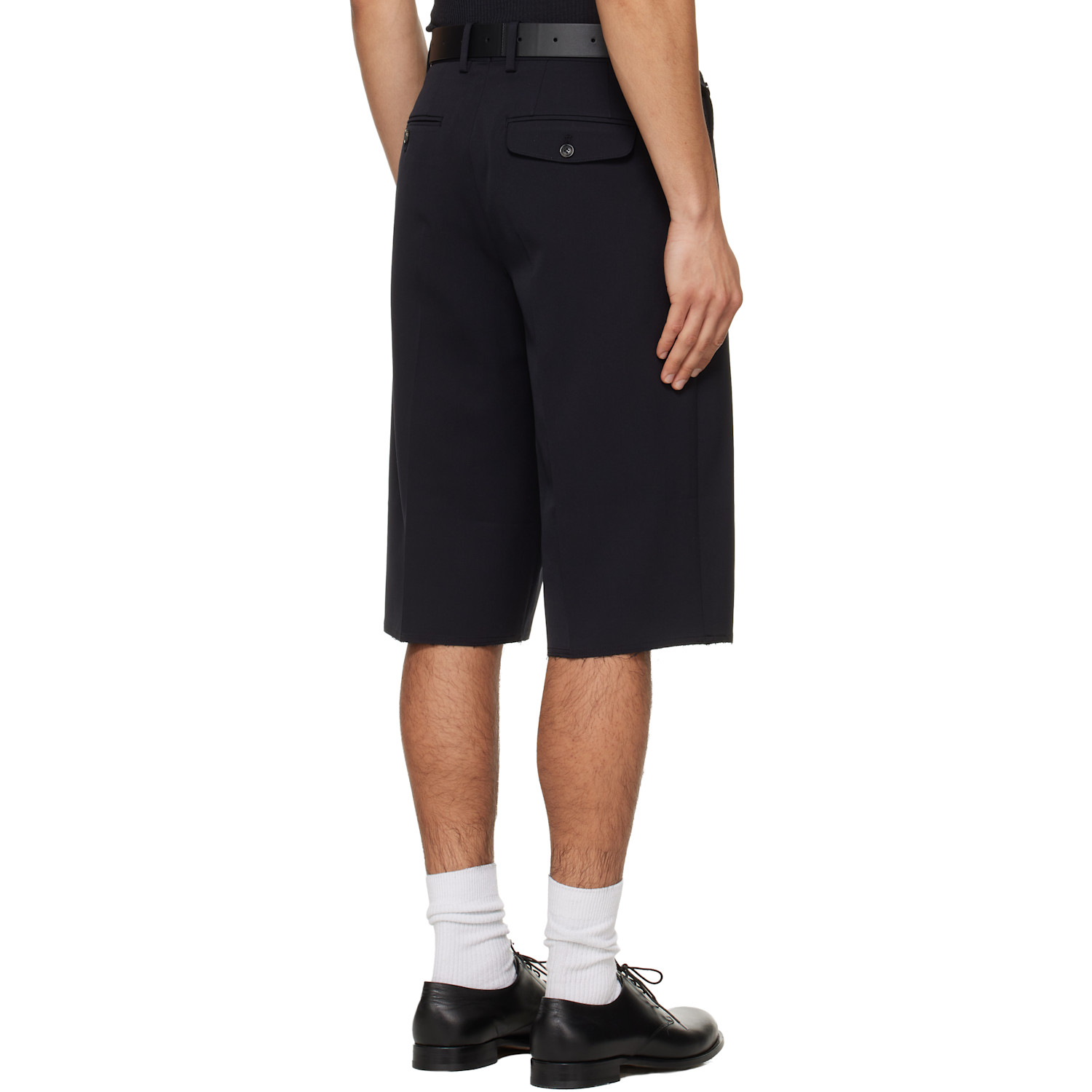  Tonywack Navy Raw-cut Wool Pleated Tailored Shorts 