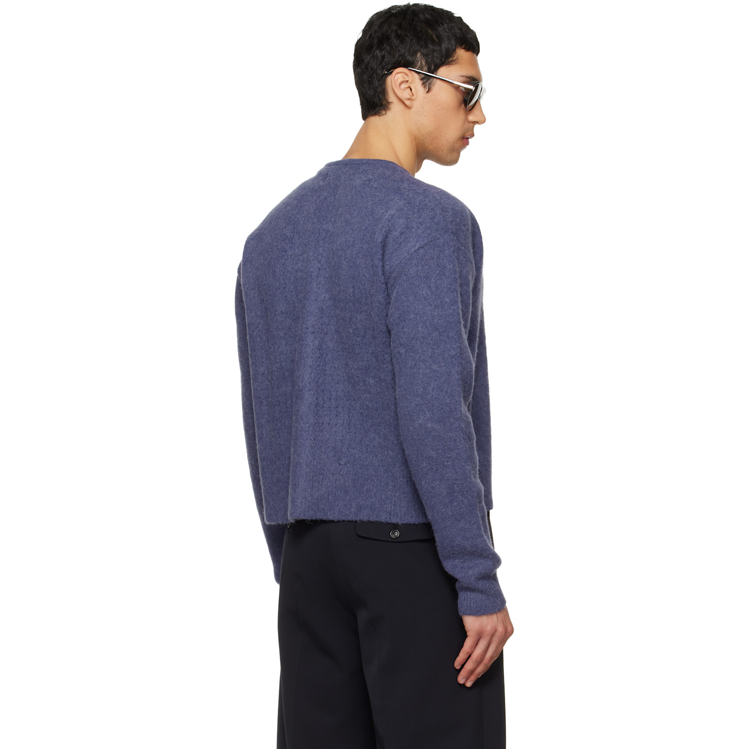  Tonywack Purple Brushed Mohair V-neck Cardigan 
