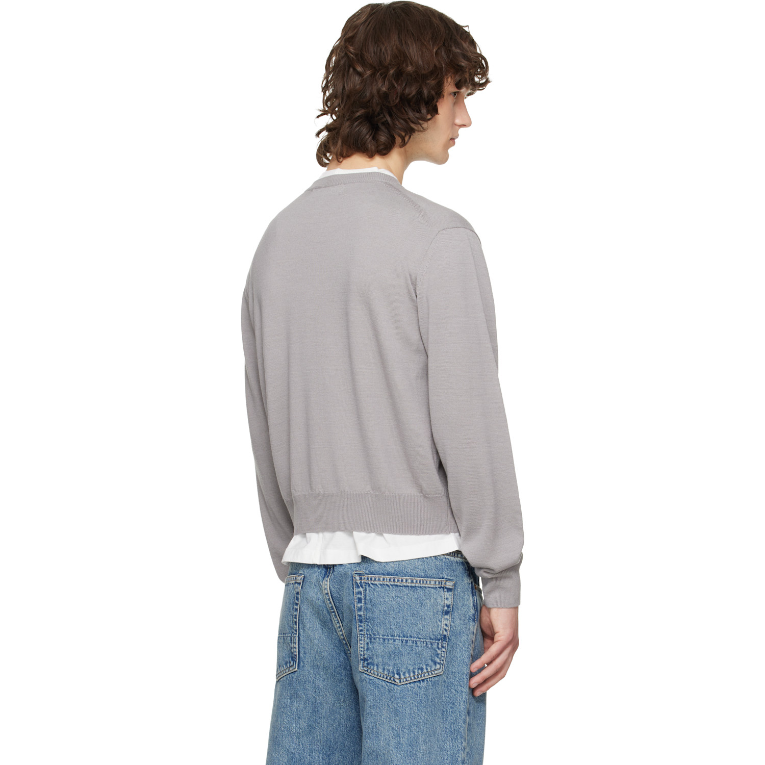  Tonywack Gray Extrafine Wool Crew Neck Knit Sweater 