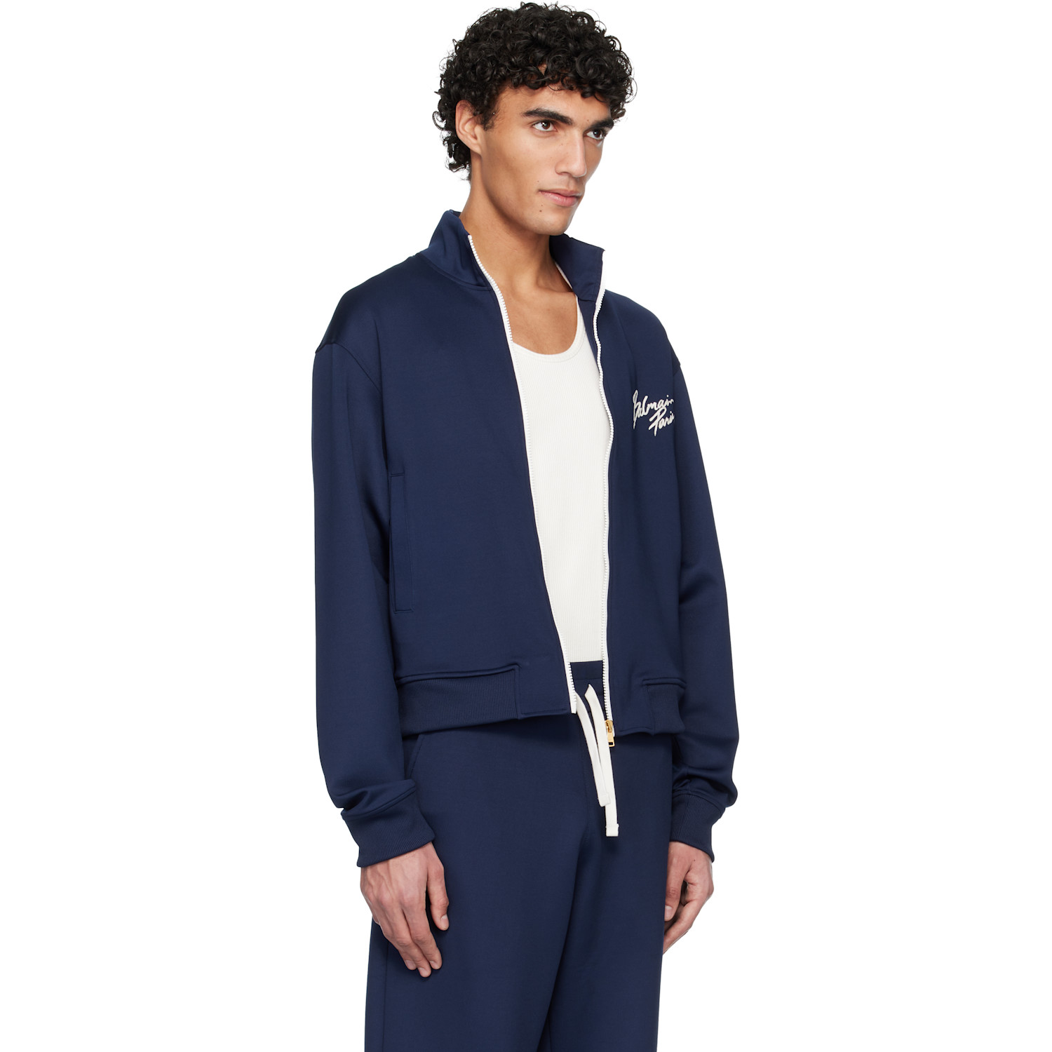  Balmain Navy Printed Signature Track Jacket 