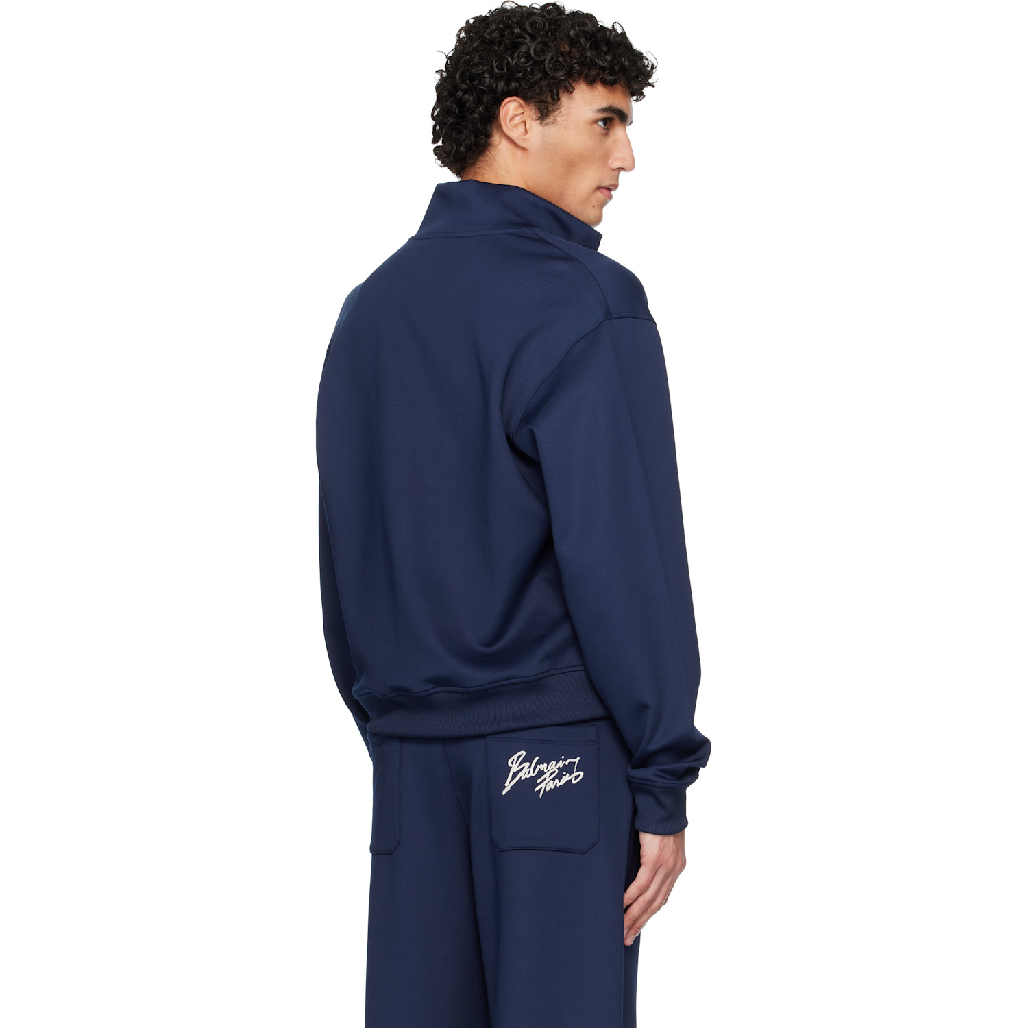  Balmain Navy Printed Signature Track Jacket 