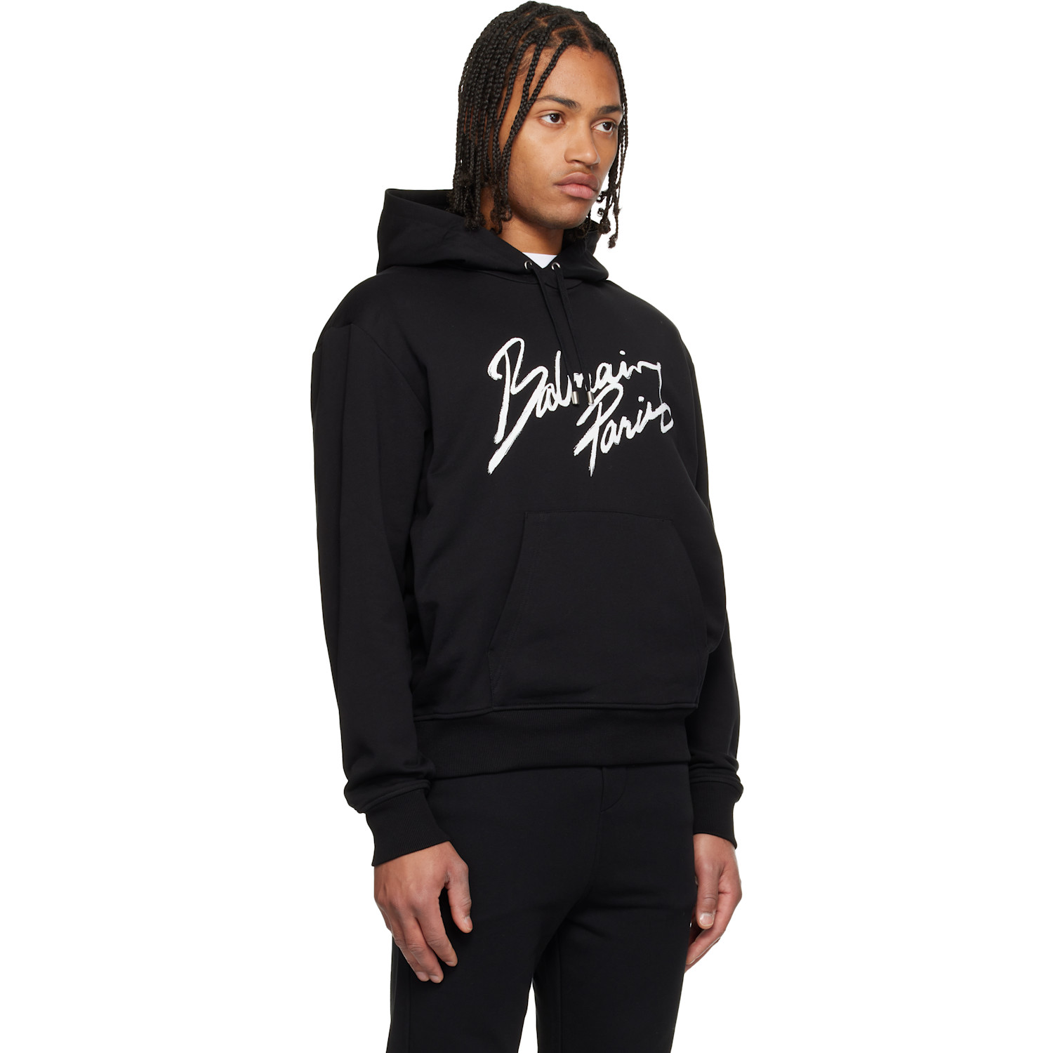  Balmain Black 'balmain Paris' Writing Hoodie 