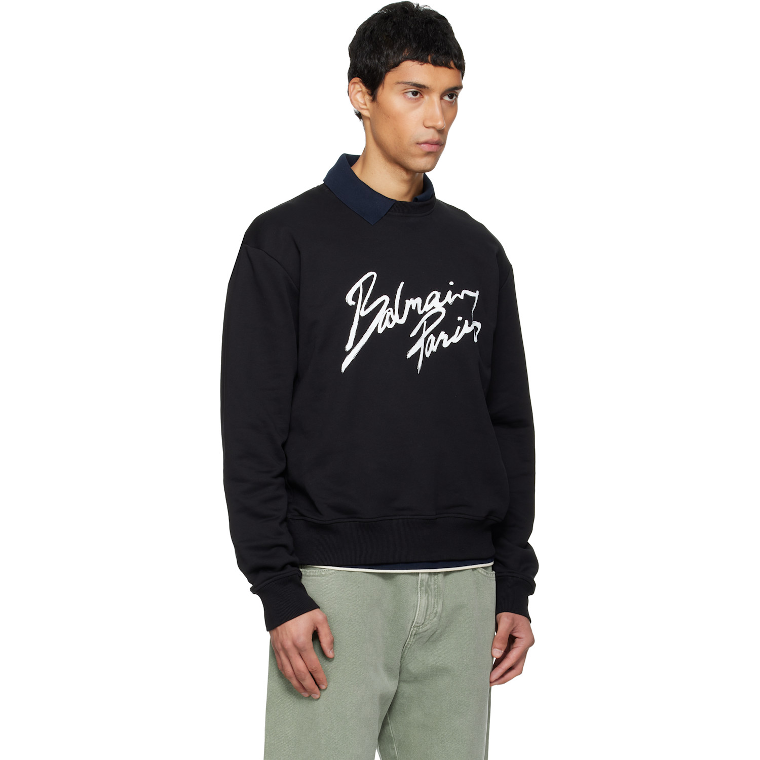  Balmain Black 'balmain Paris' Sweatshirt 