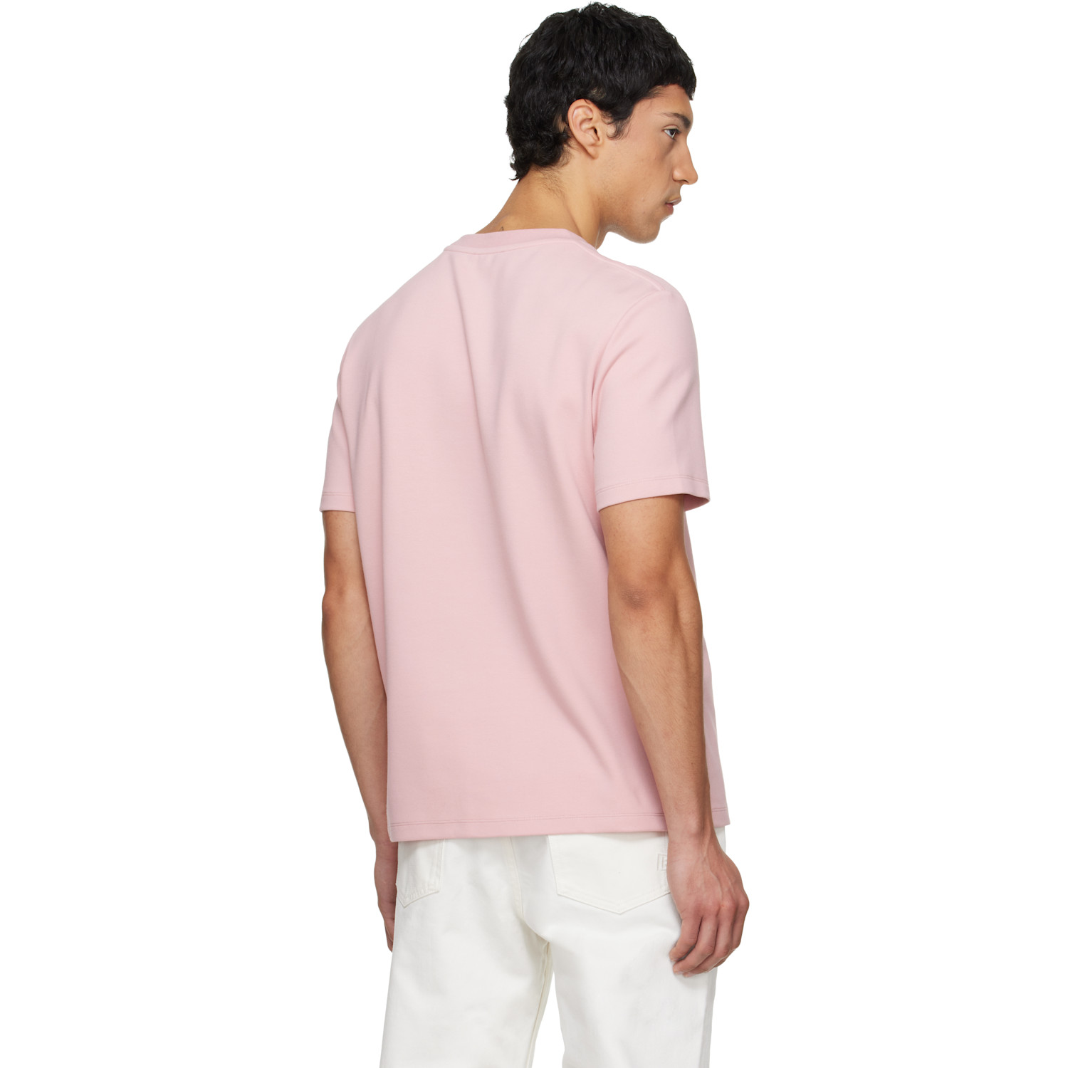  Balmain Pink Embroidered Logo T-shirt 