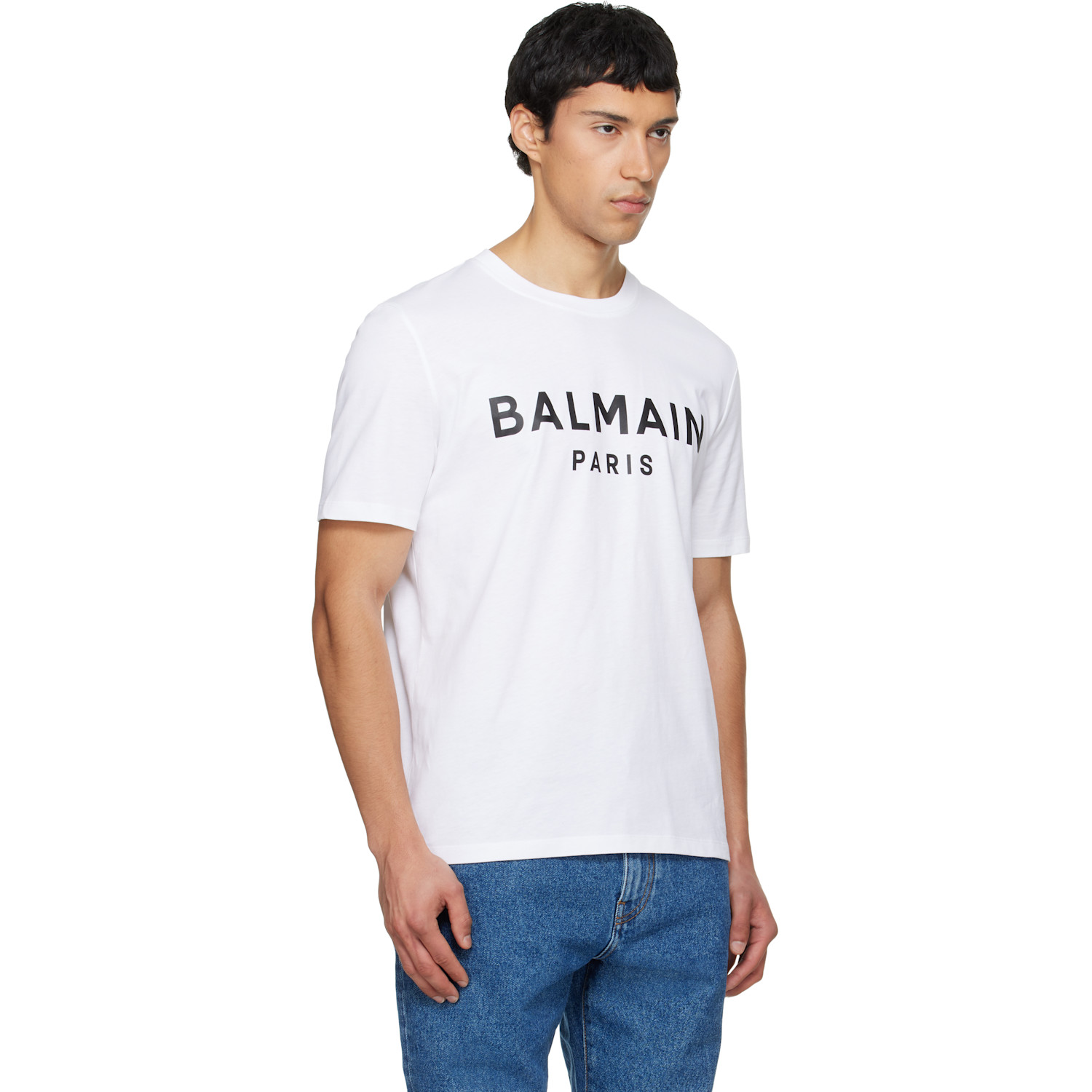  Balmain White 'balmain Paris' Print T-shirt 
