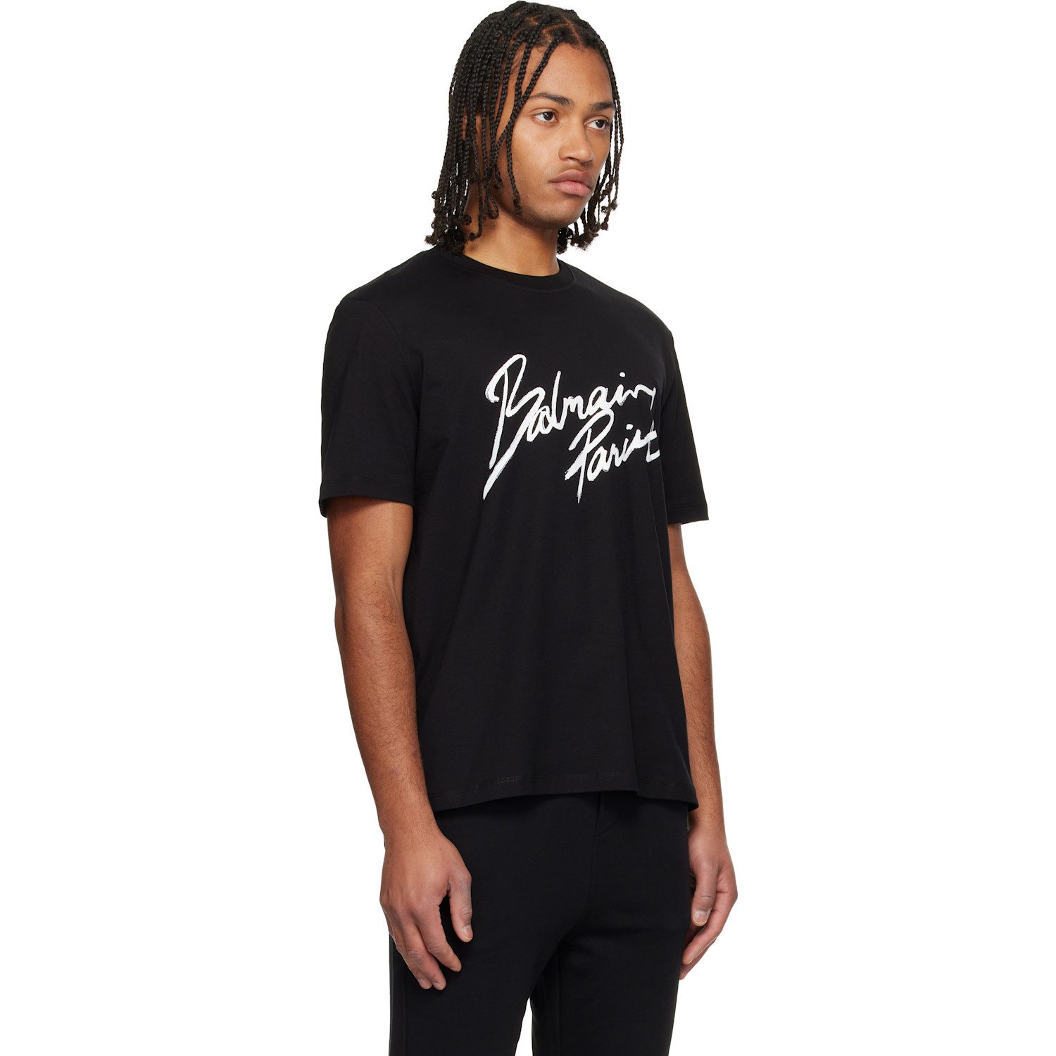  Balmain Black 'balmain Paris' Writing T-shirt 
