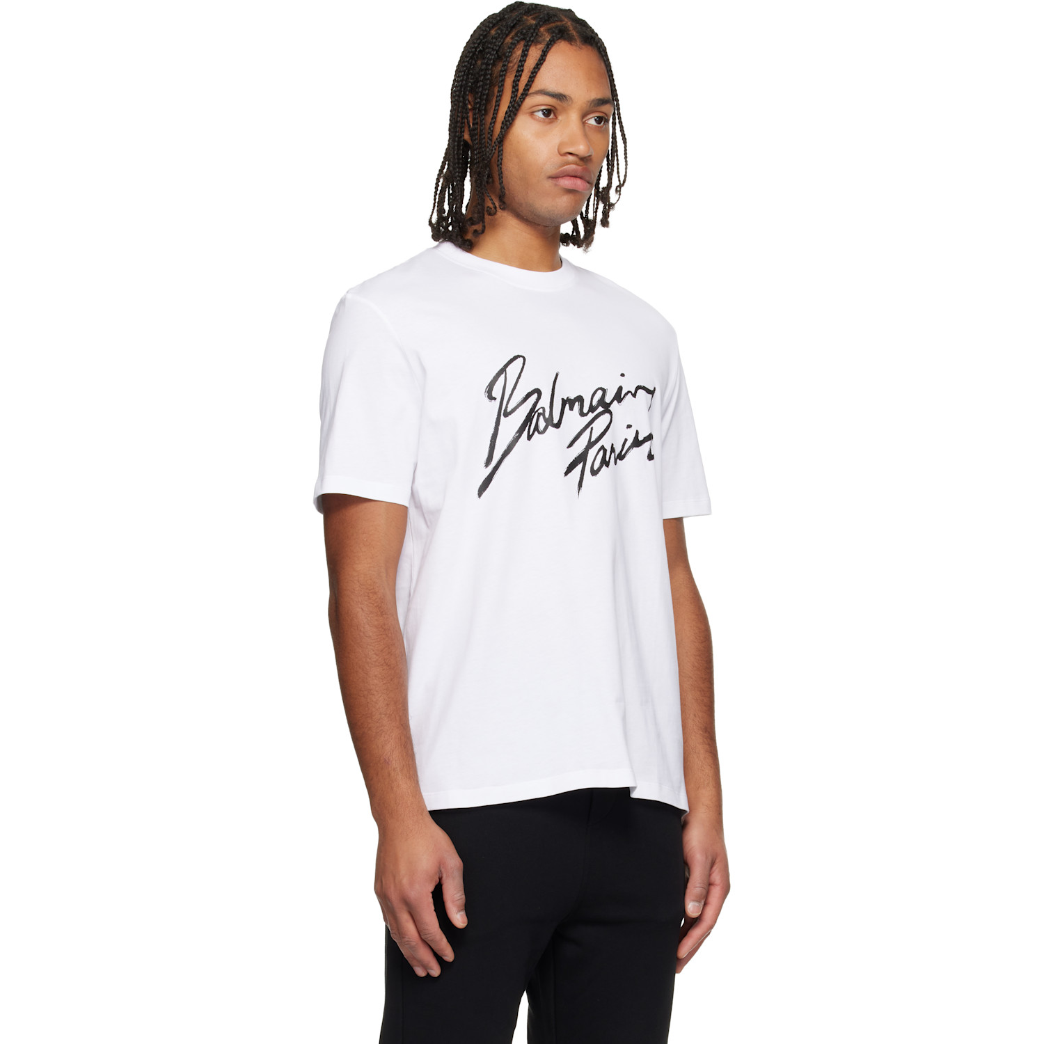  Balmain White 'balmain Paris' Writing T-shirt 