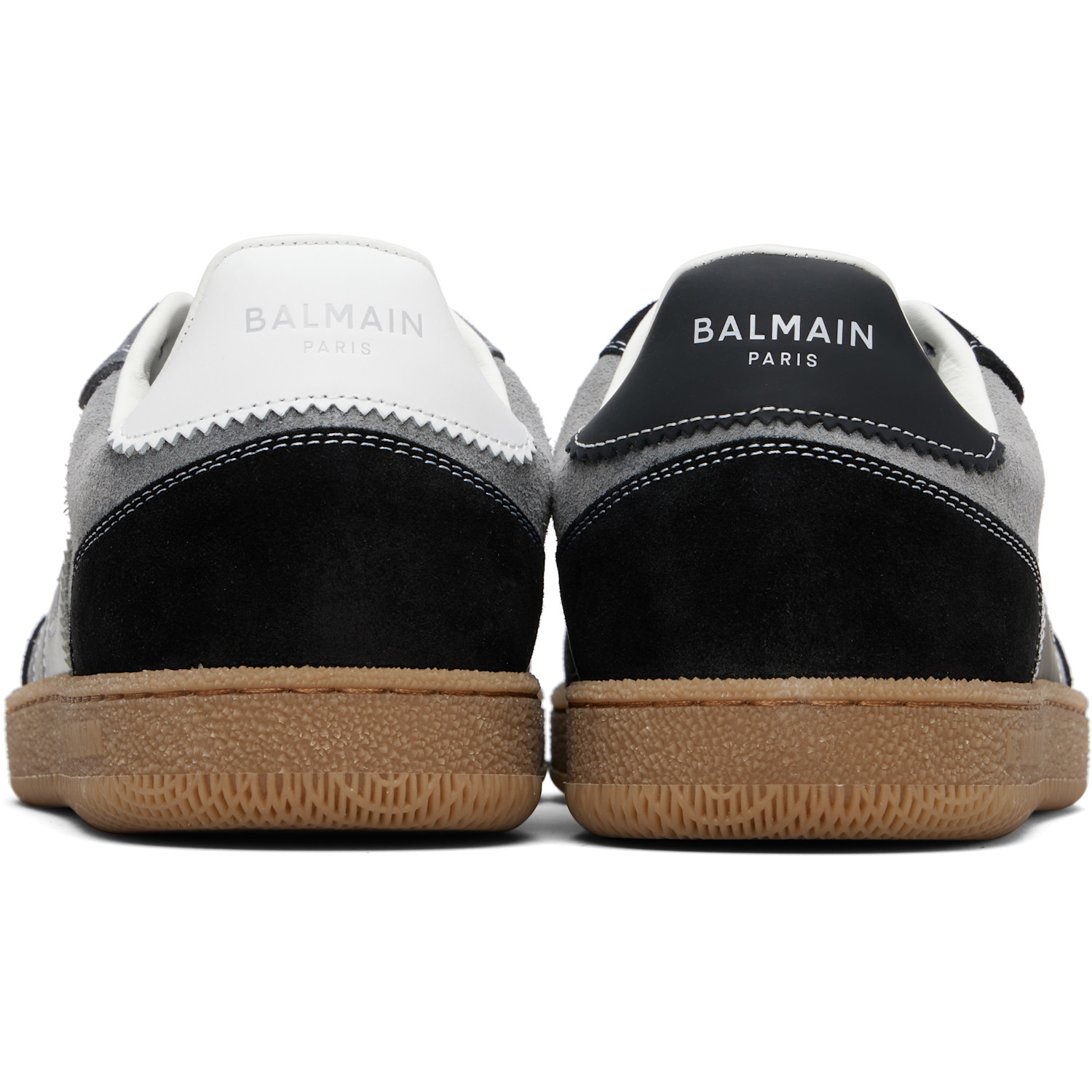  Balmain Gray & Black Suede 'balmain Swan' Sneakers 