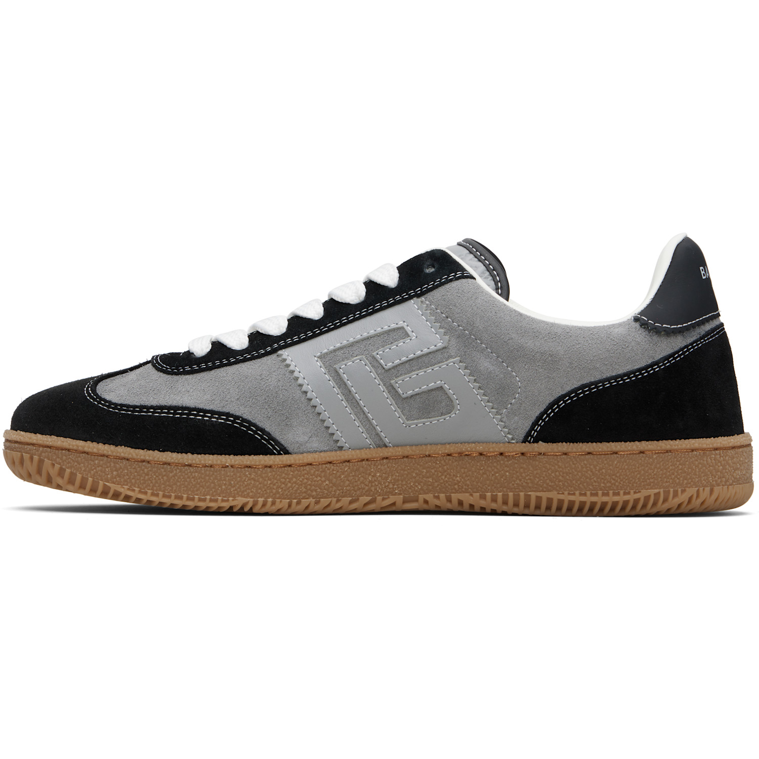  Balmain Gray & Black Suede 'balmain Swan' Sneakers 