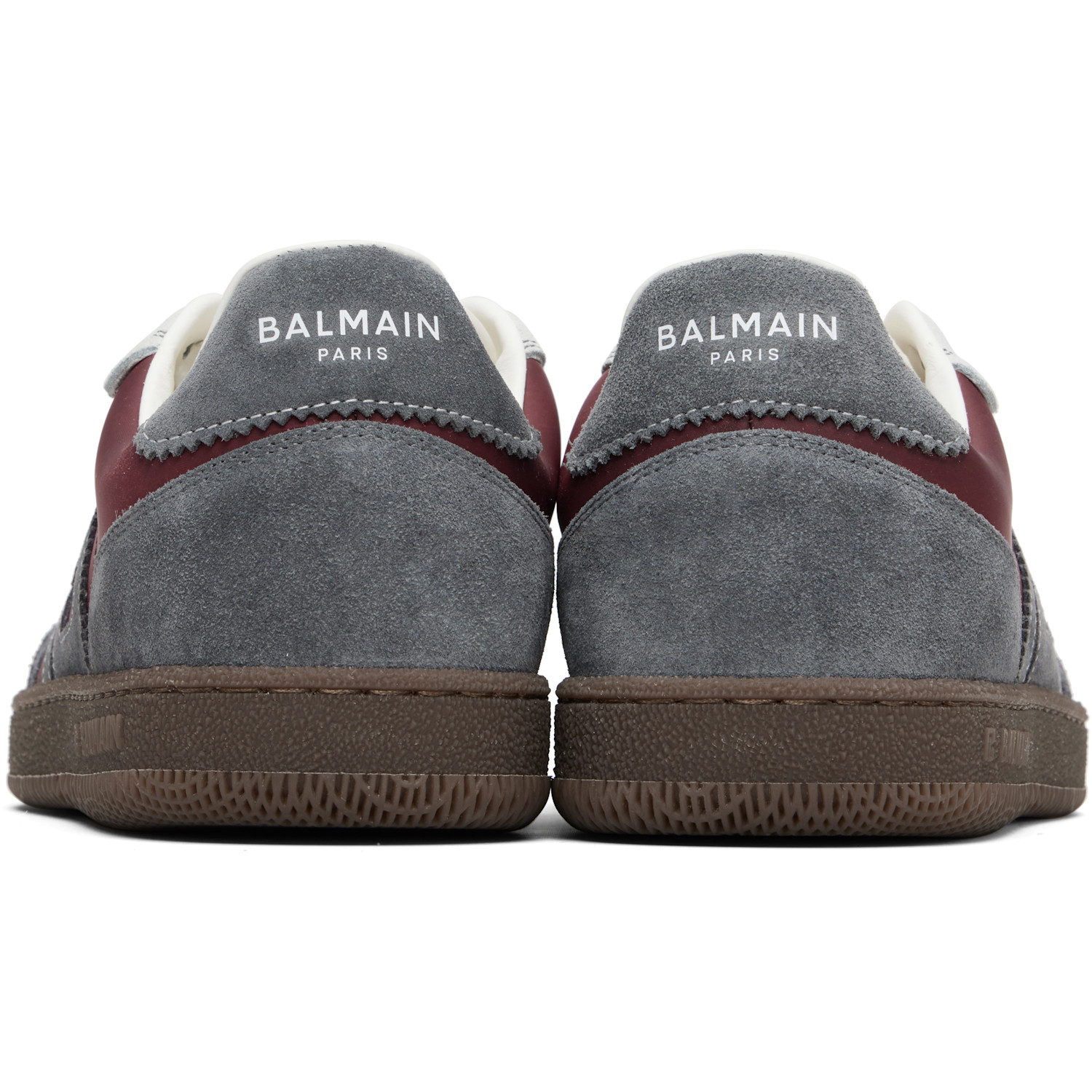 Balmain Gray & Burgundy 'balmain Swan' Sneakers 