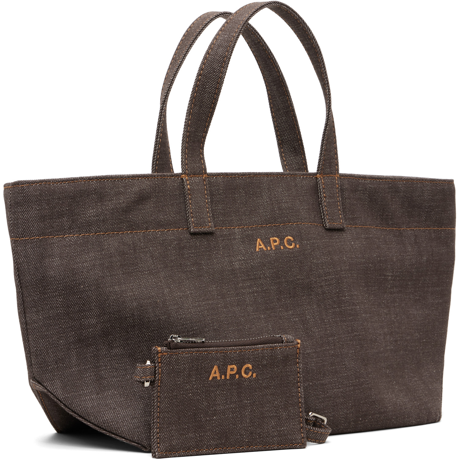  A.p.c. Brown 'le Drummer' Toile Small Tote 